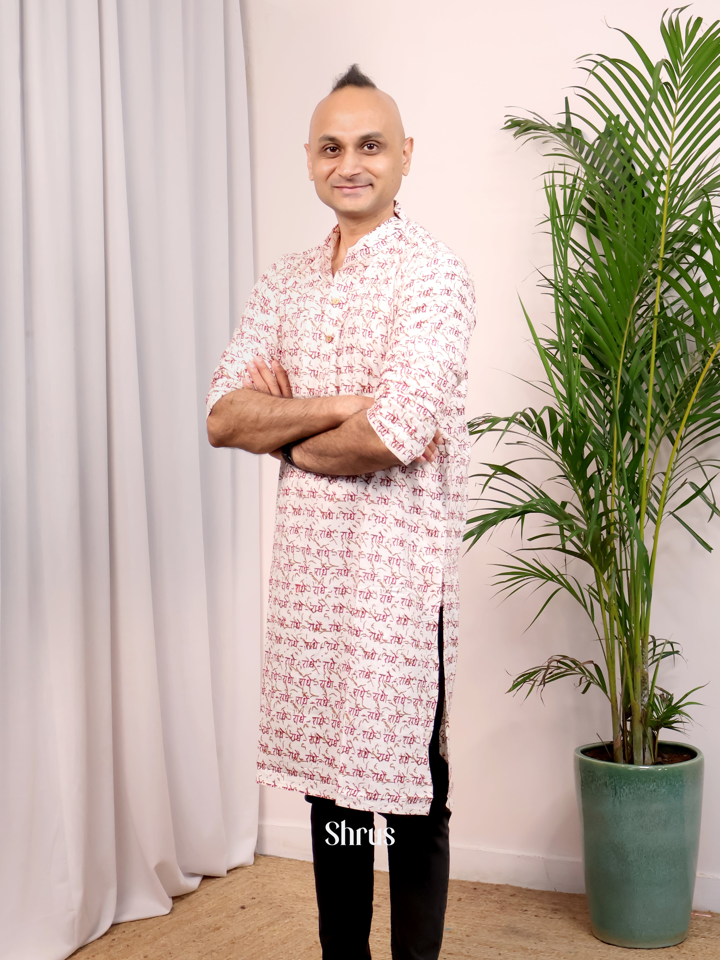 Cream- Readymade Men's Kurta - Shop on Shrus.com