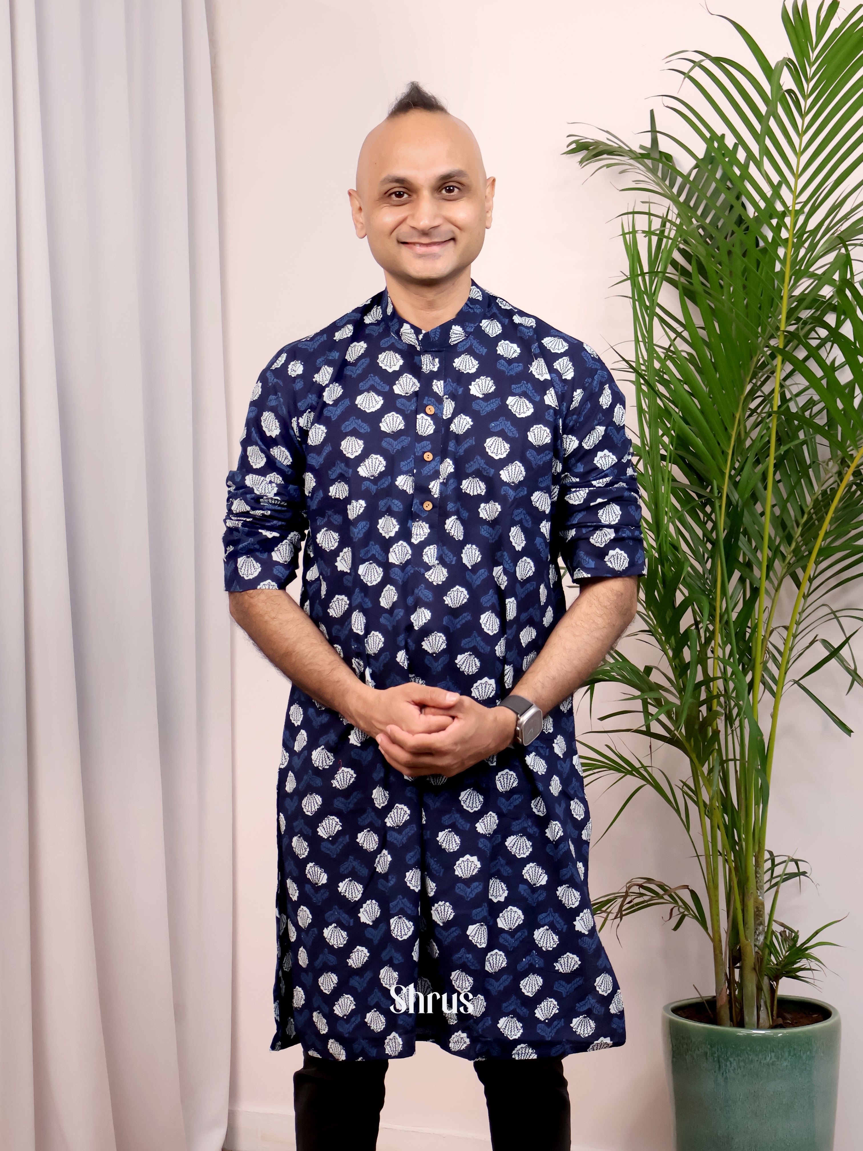 Blue- Readymade Mens Kurta - Shop on Shrus.com