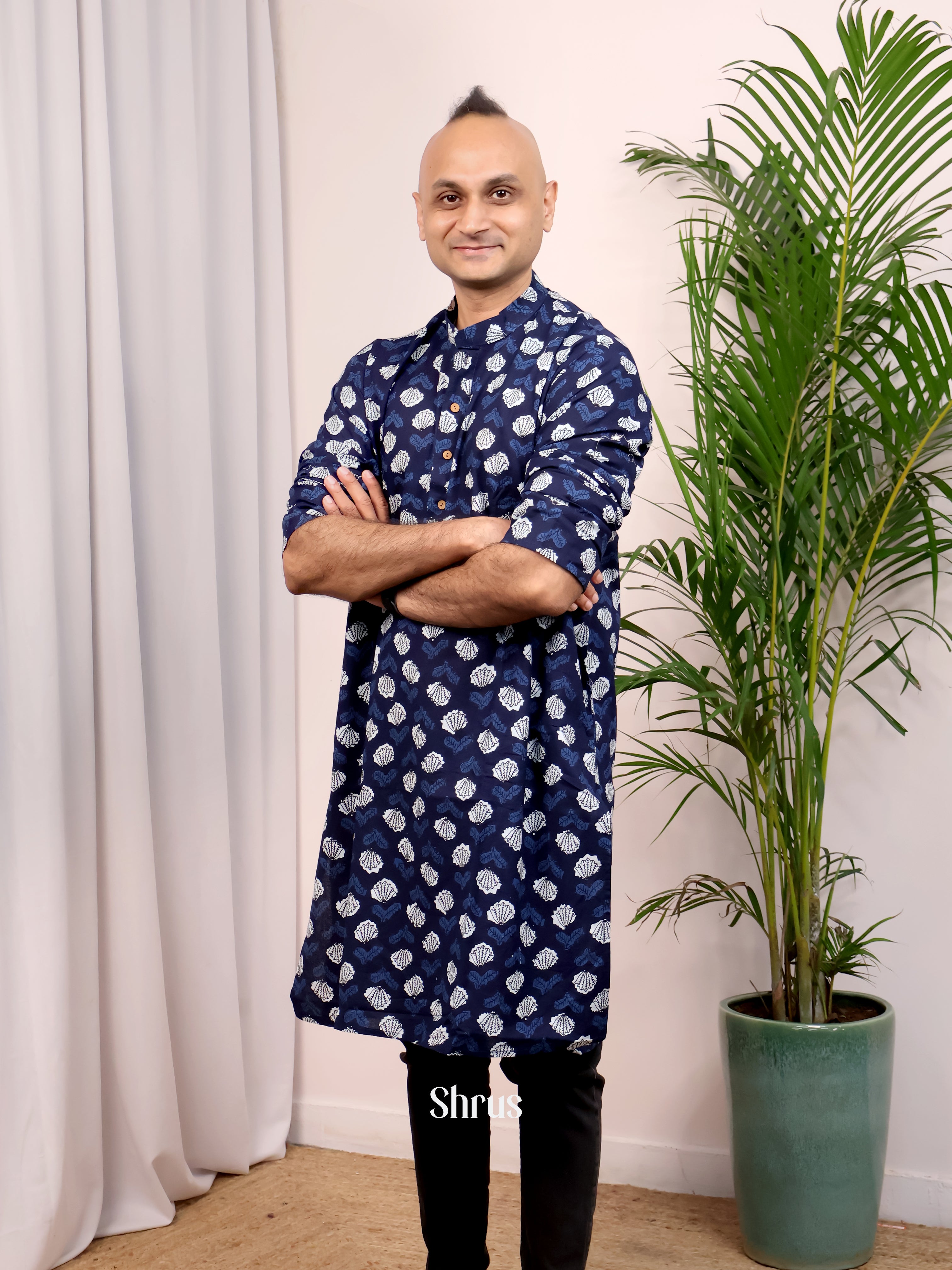 Blue- Readymade Mens Kurta - Shop on Shrus.com