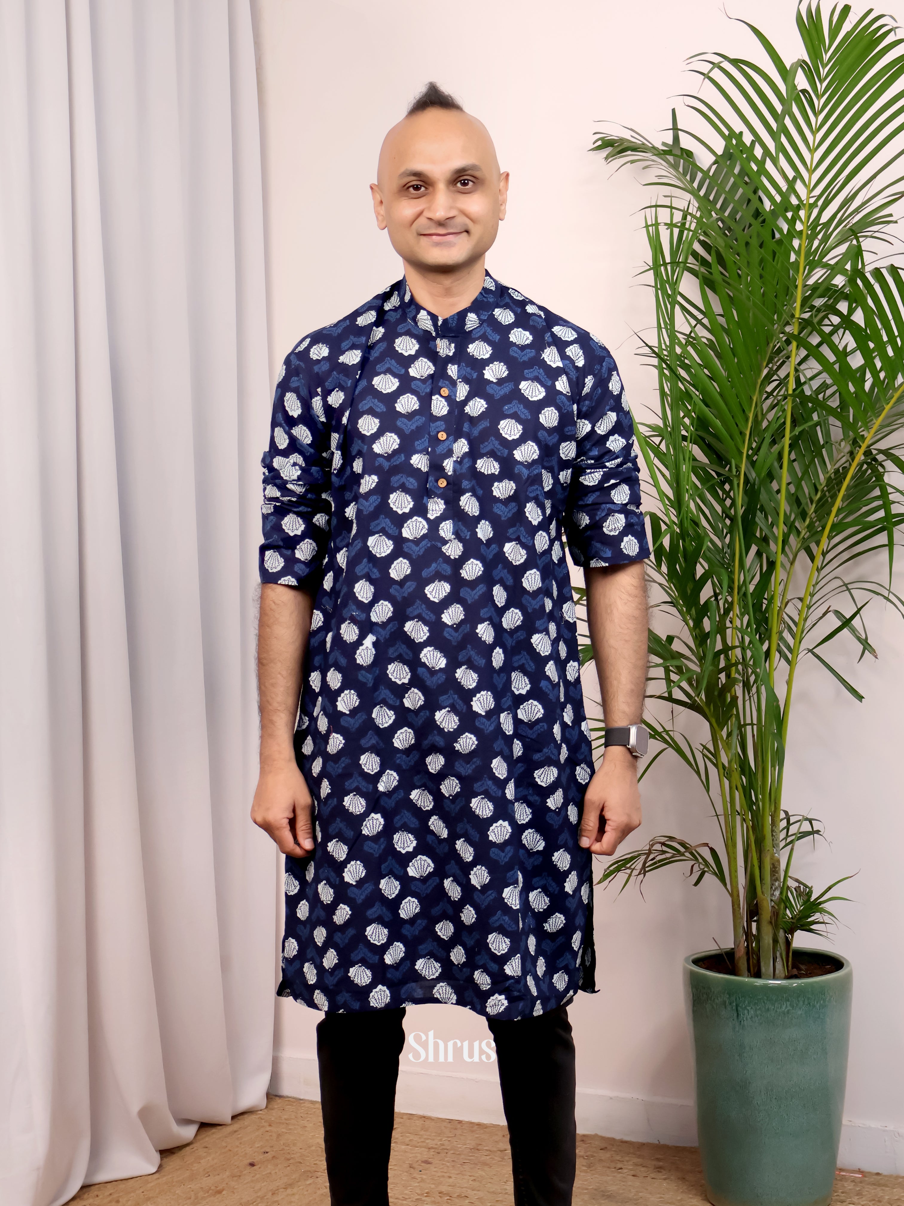 Blue- Readymade Mens Kurta - Shop on Shrus.com