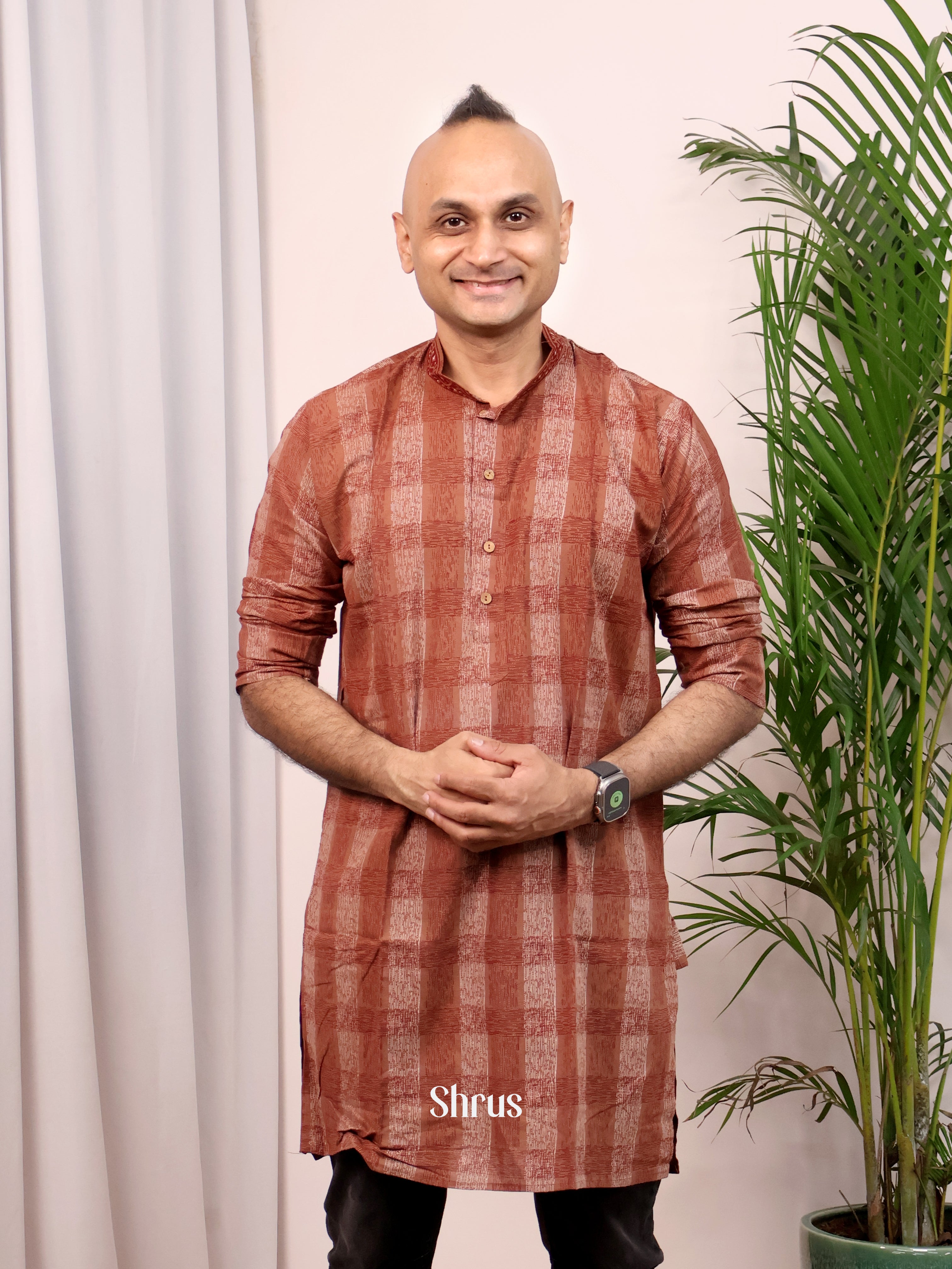 Brown - Readymade Mens Kurta - Shop on Shrus.com