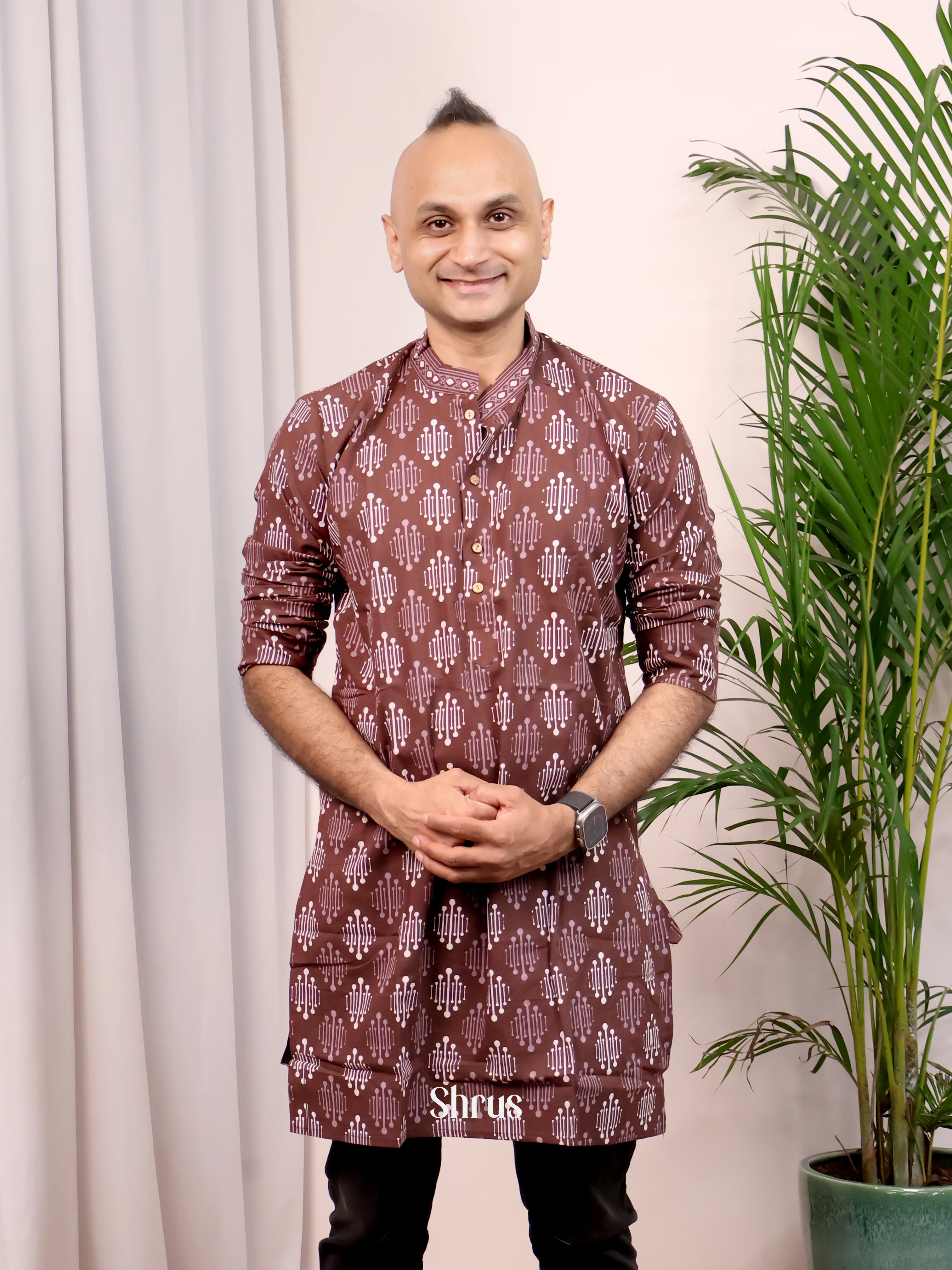 Brown - Readymade Mens Kurta - Shop on Shrus.com