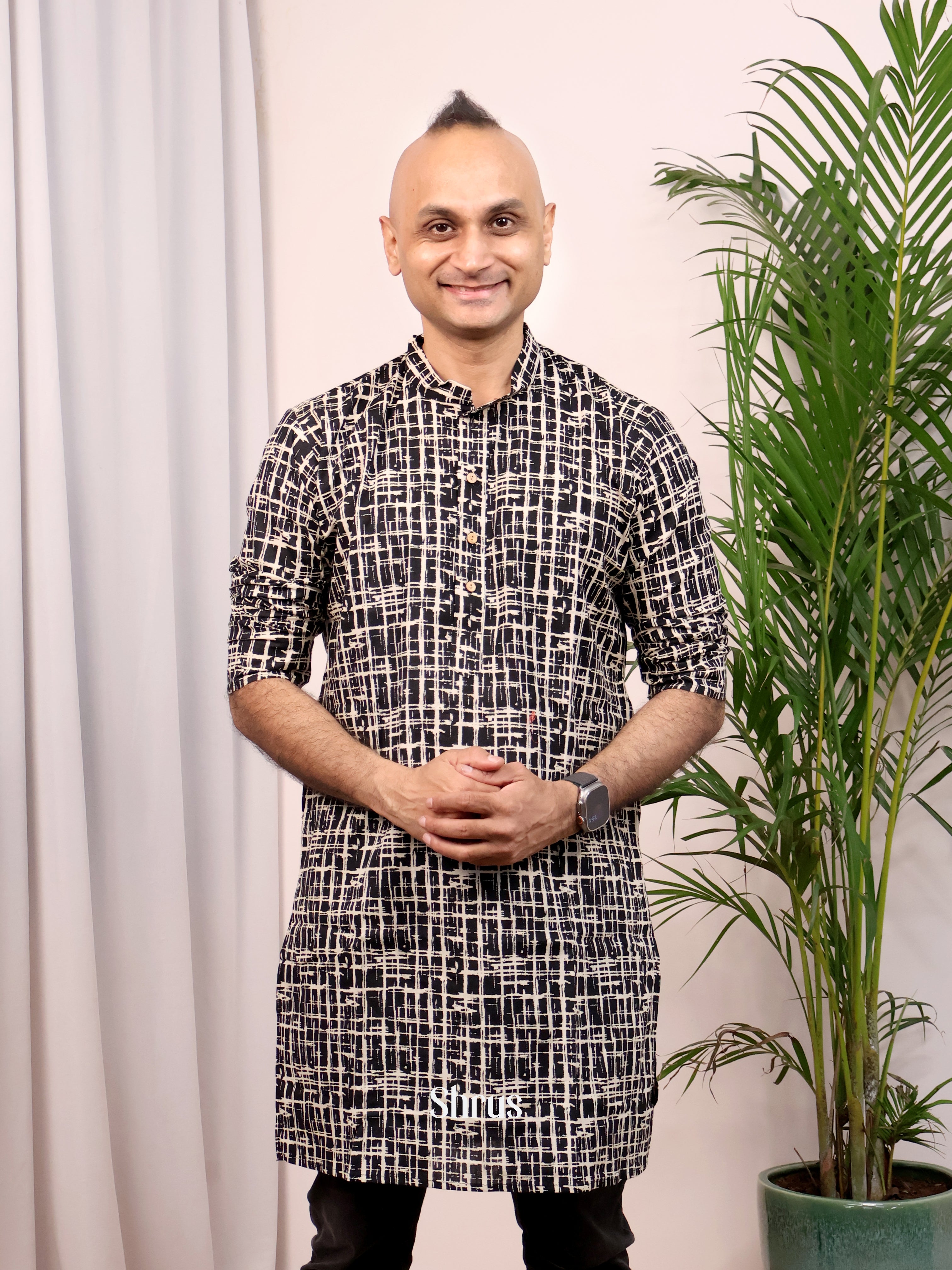 Black - Readymade Mens Kurta - Shop on Shrus.com