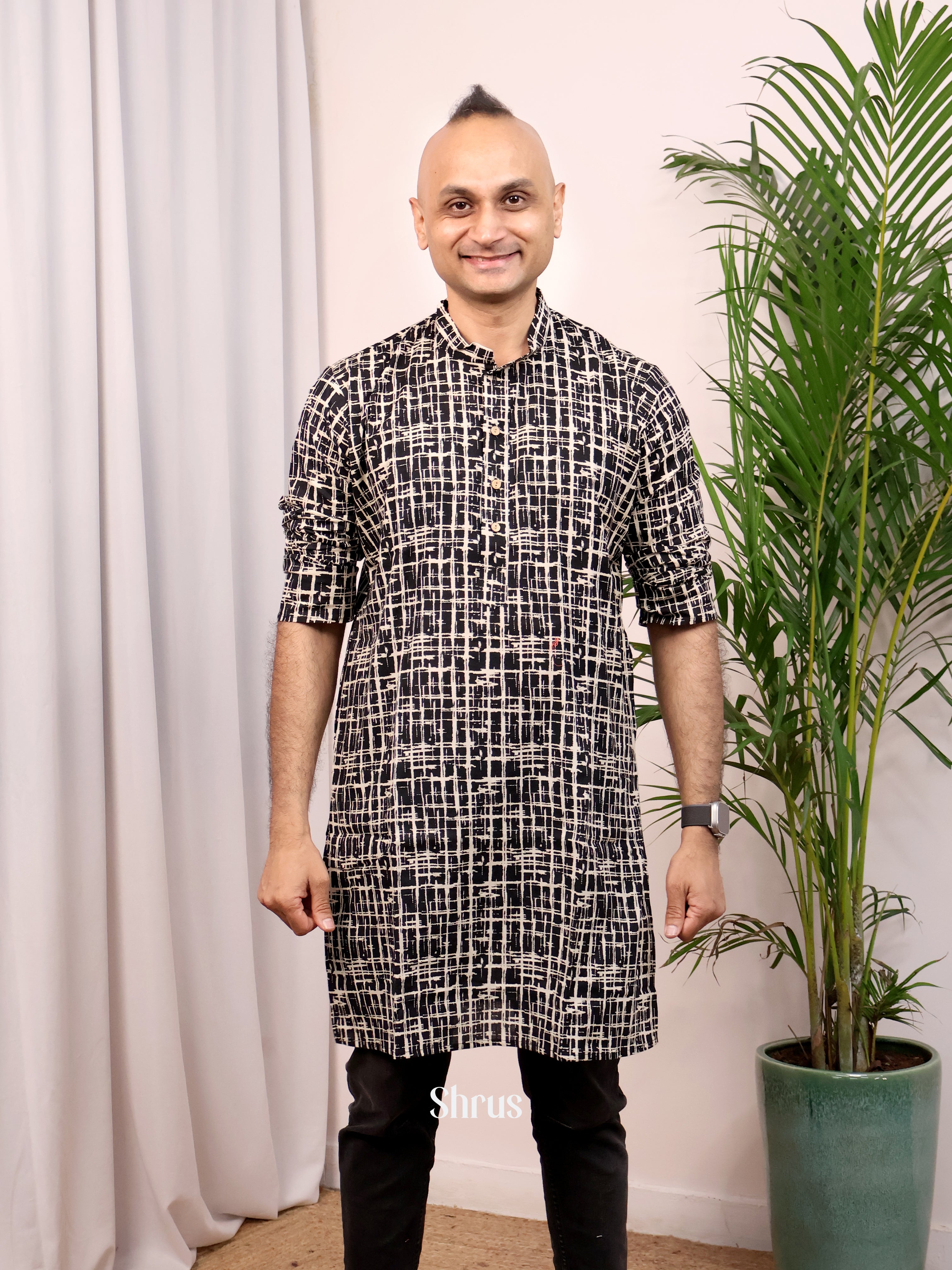Black - Readymade Mens Kurta - Shop on Shrus.com