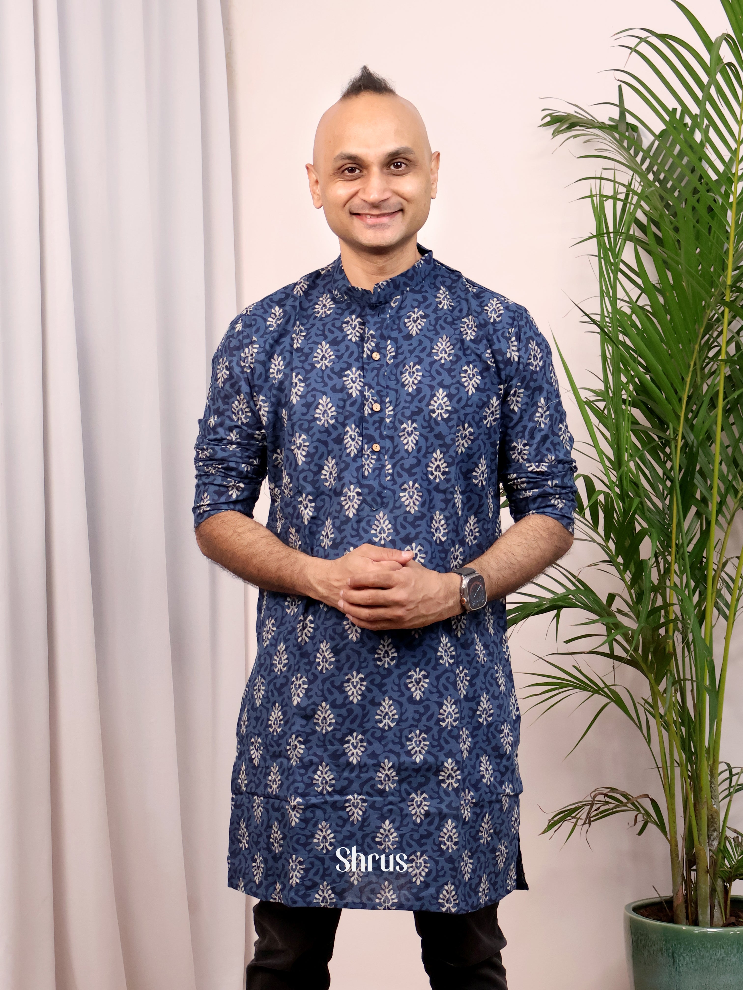 Blue - Readymade Mens Kurta - Shop on Shrus.com