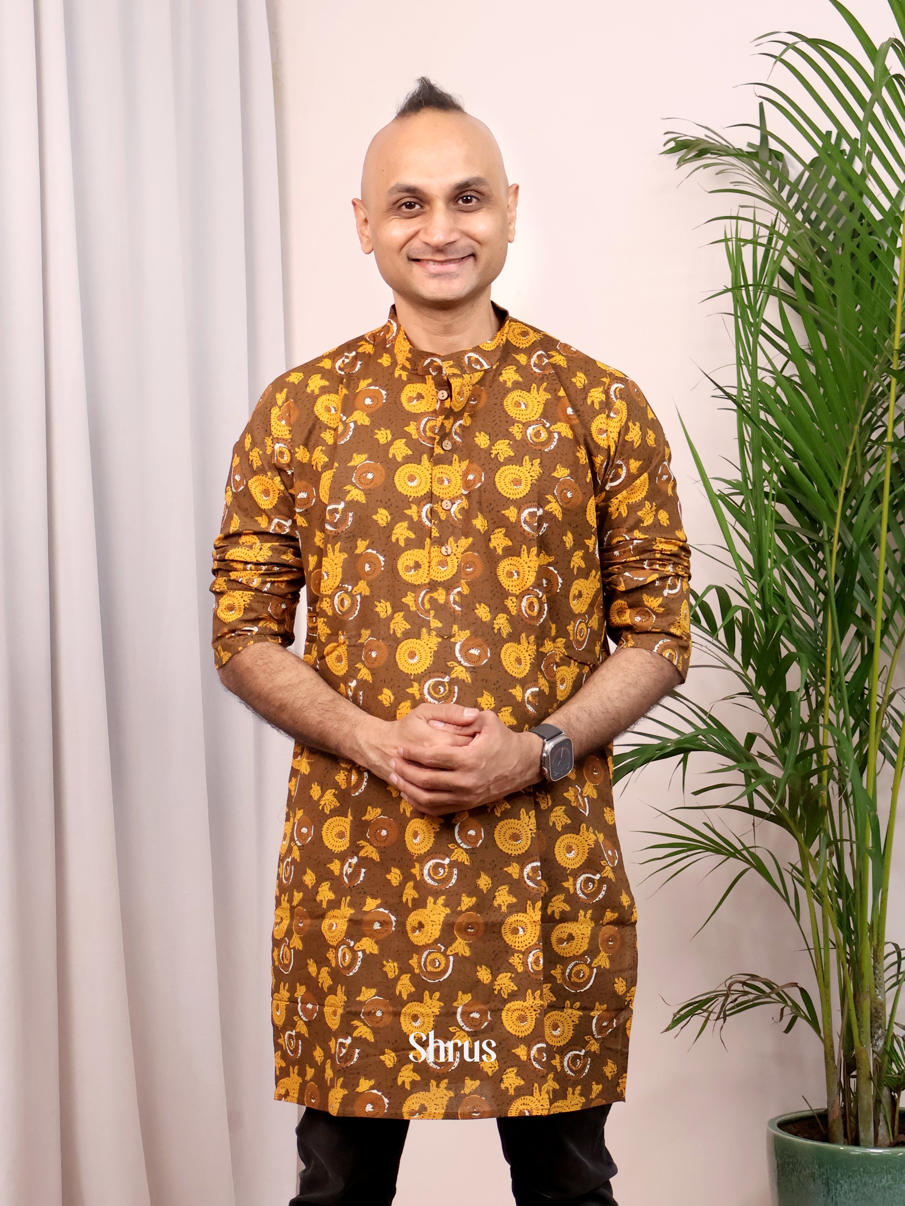 Brown - Readymade Mens Kurta - Shop on Shrus.com