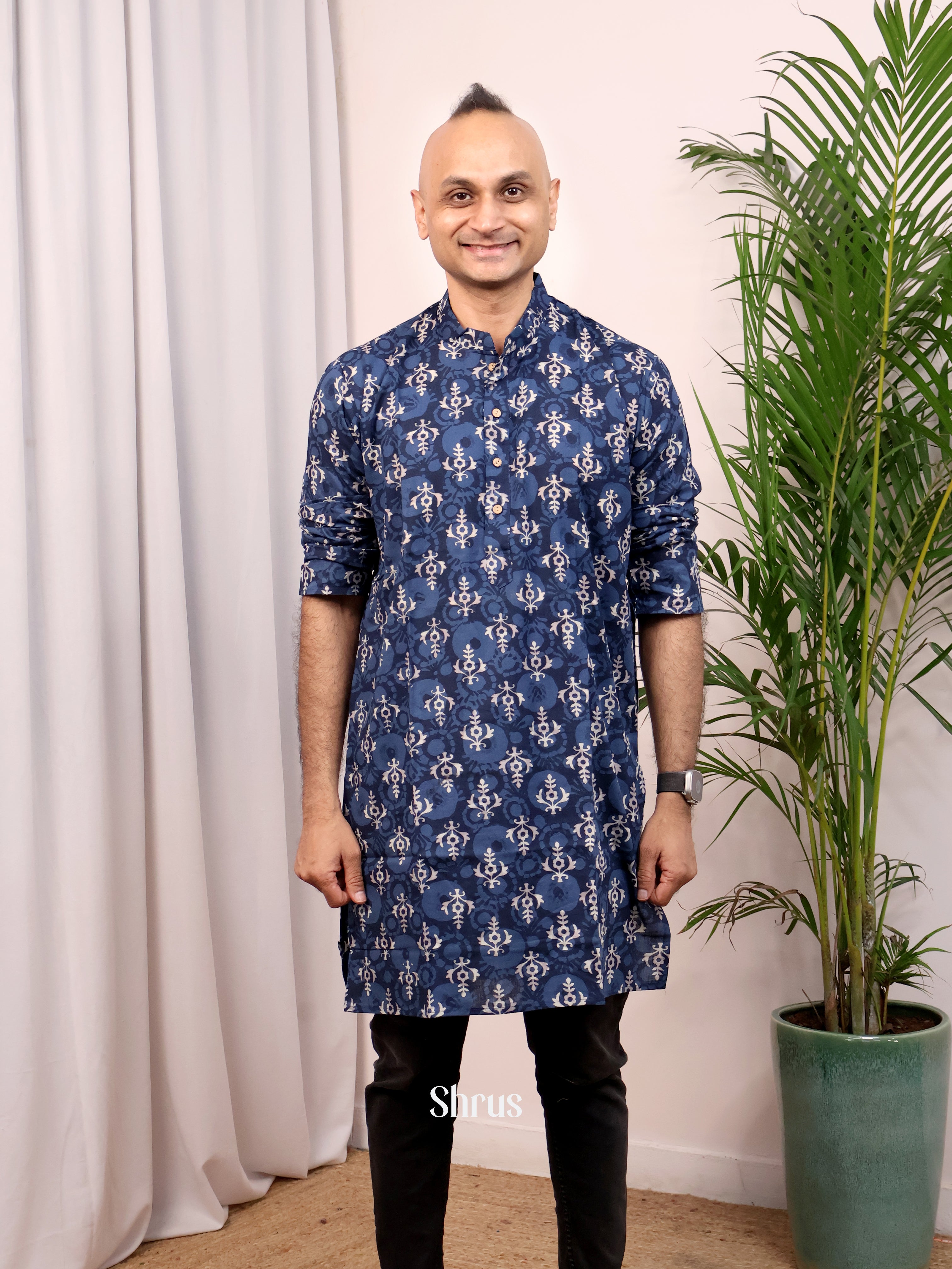 Blue - Readymade Mens Kurta - Shop on Shrus.com