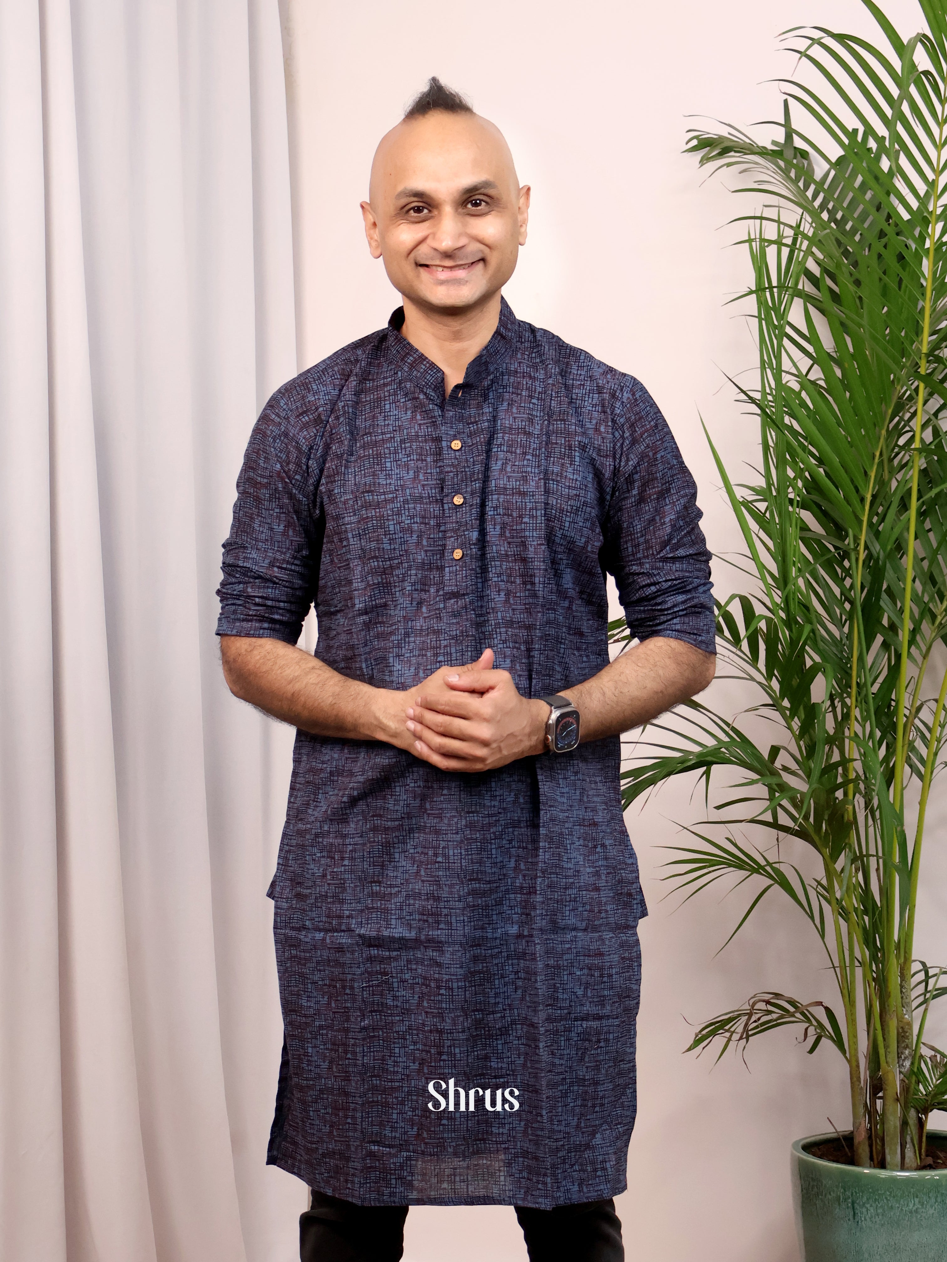 Blue - Readymade Mens Kurta - Shop on Shrus.com