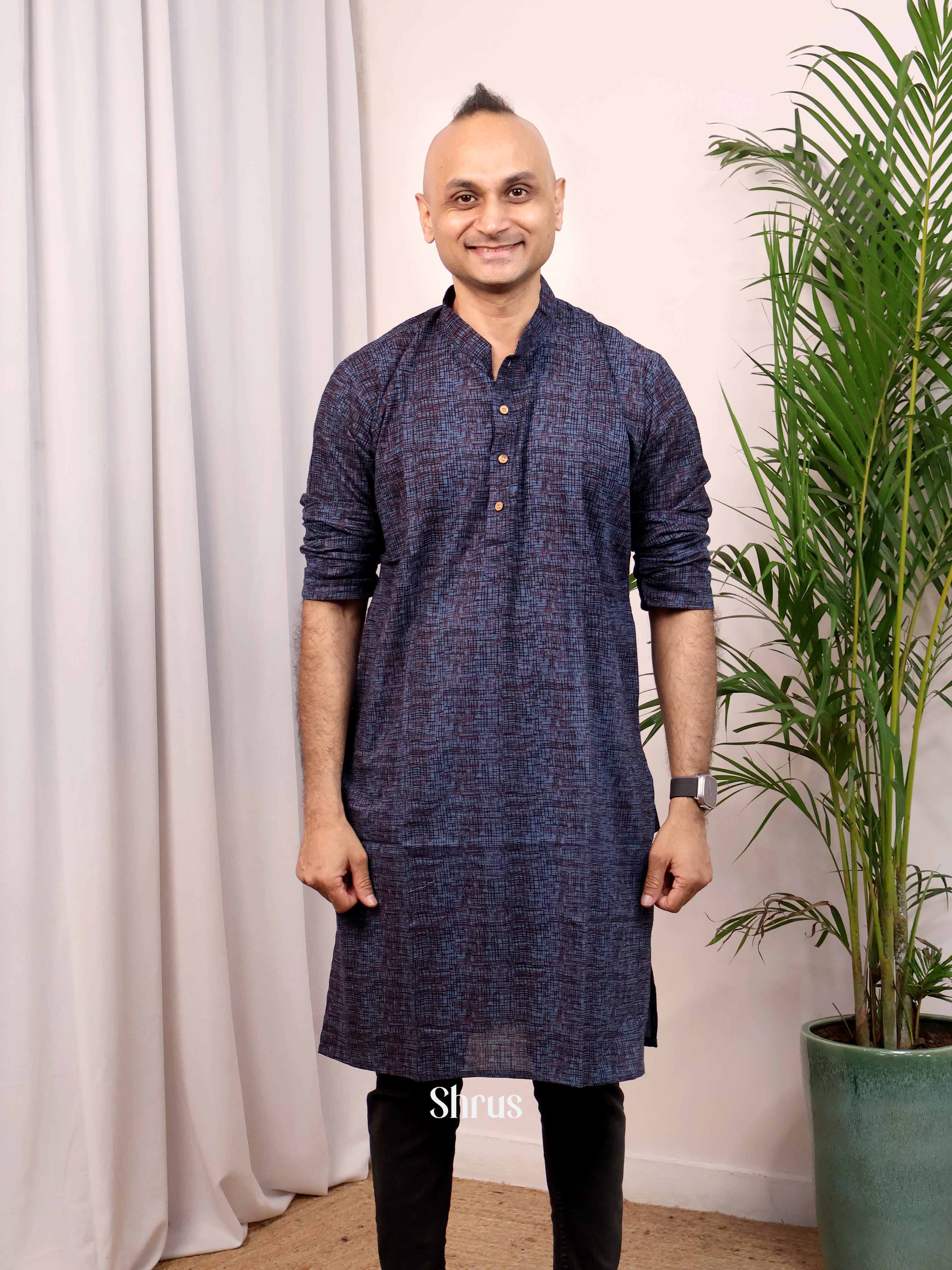 Blue - Readymade Mens Kurta - Shop on Shrus.com
