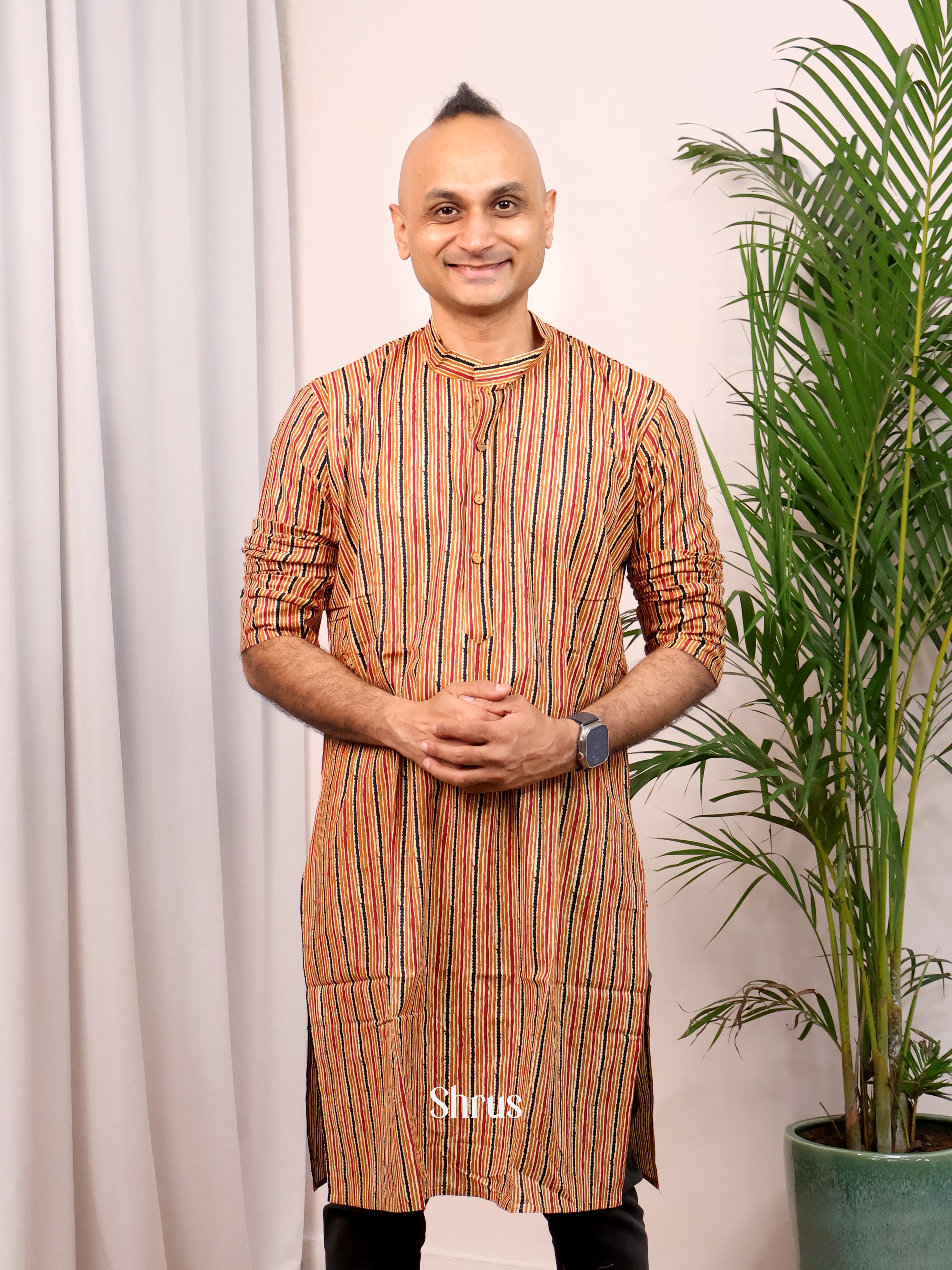 Brown- Readymade Mens Kurta - Shop on Shrus.com