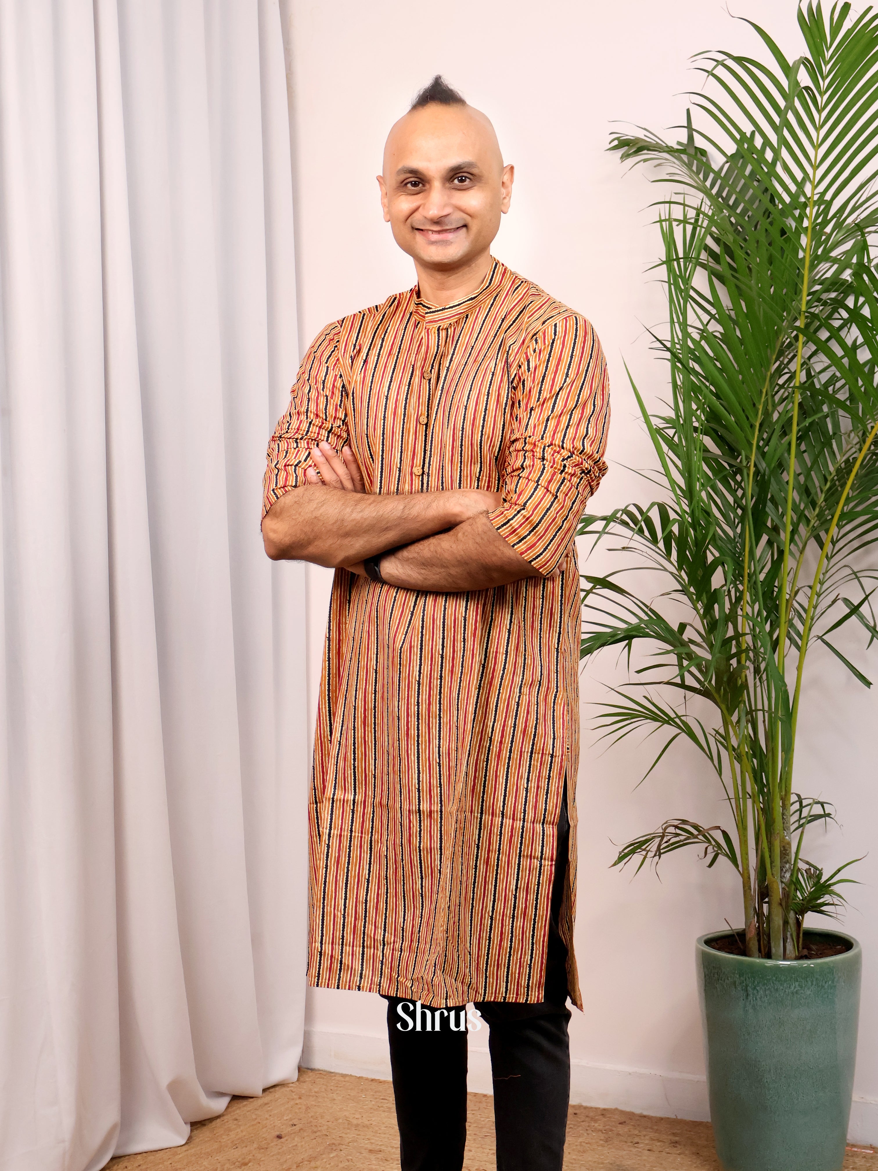 Brown- Readymade Mens Kurta - Shop on Shrus.com