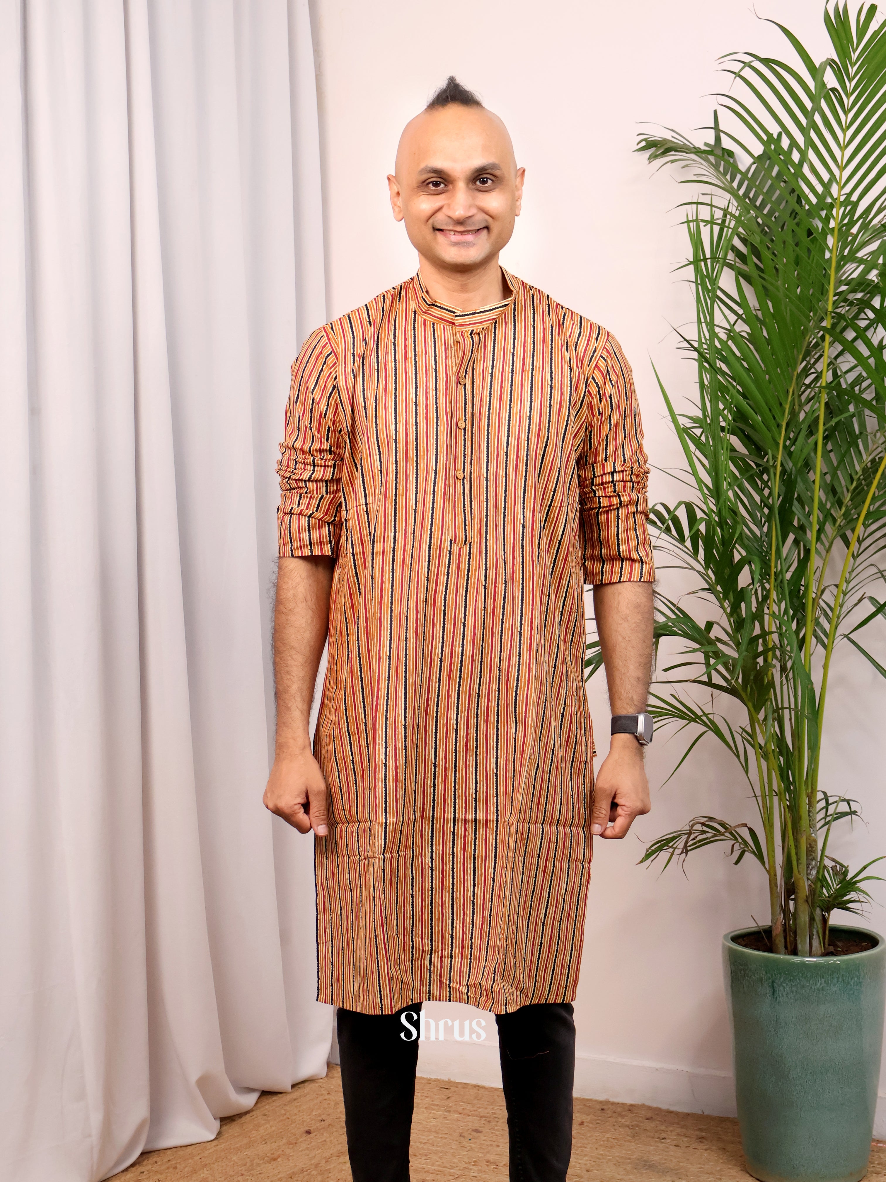 Brown- Readymade Mens Kurta - Shop on Shrus.com