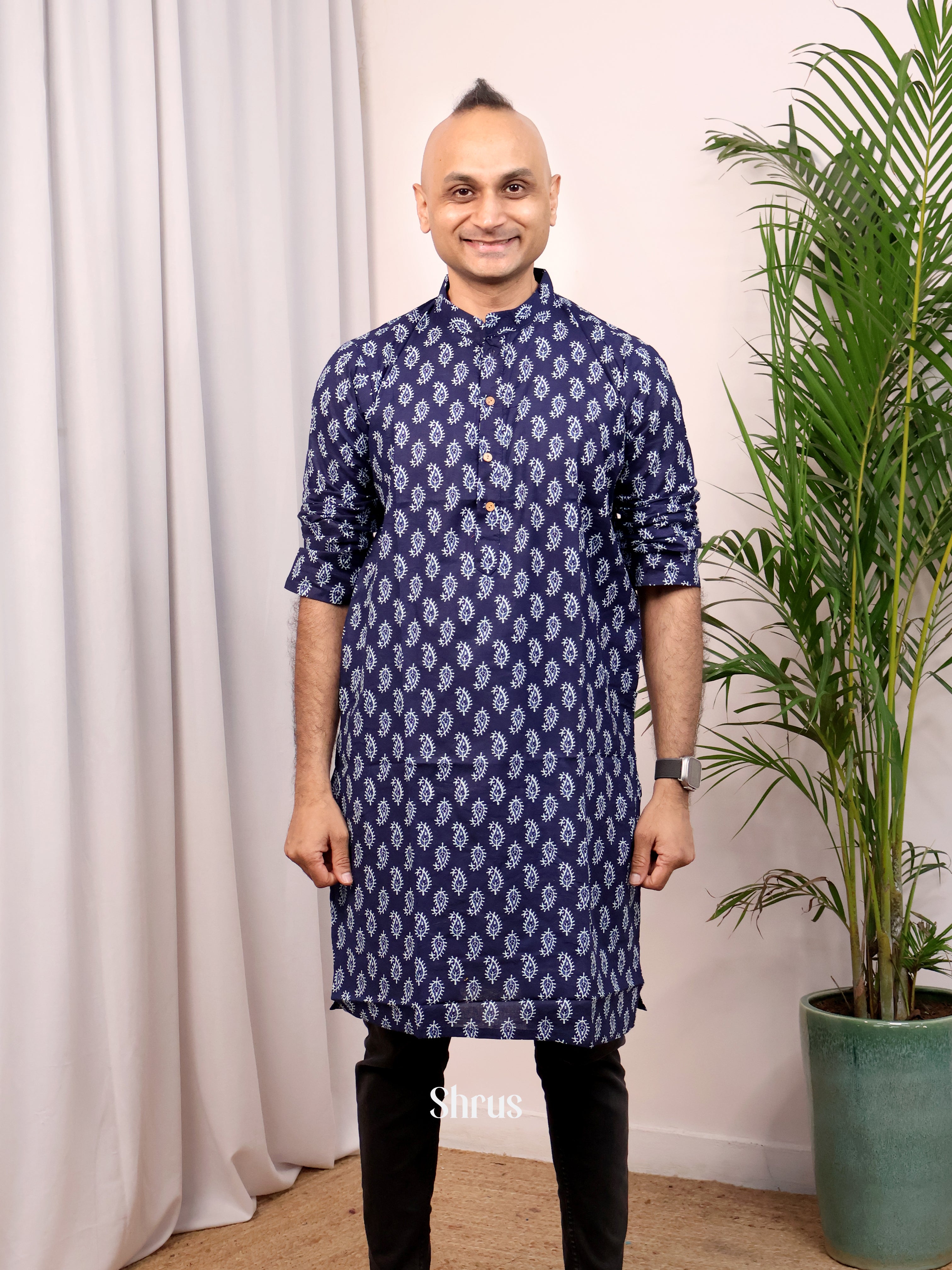 blue - Readymade Mens Kurta - Shop on Shrus.com