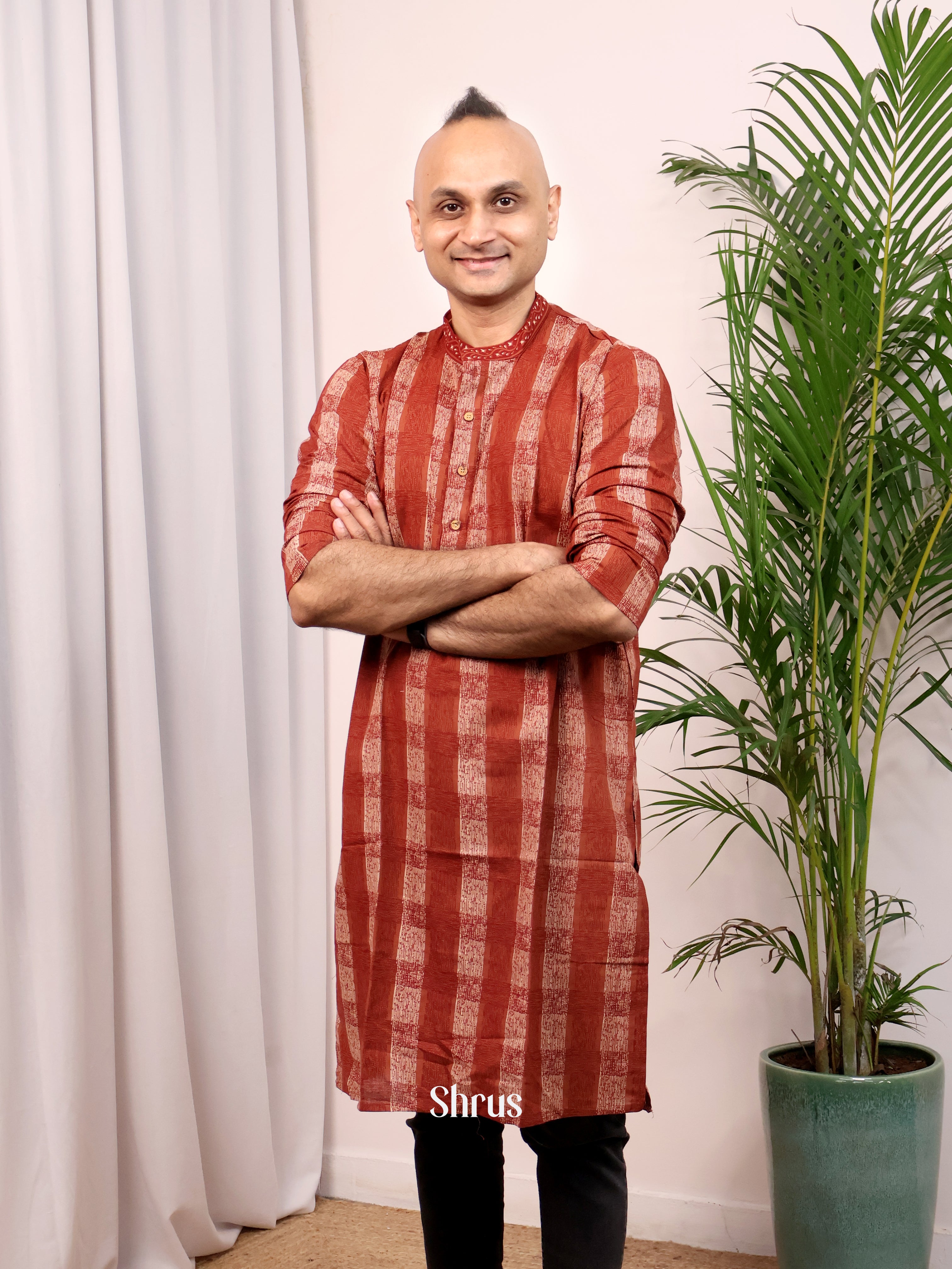 Mroon- Readymade Mens Kurta - Shop on Shrus.com