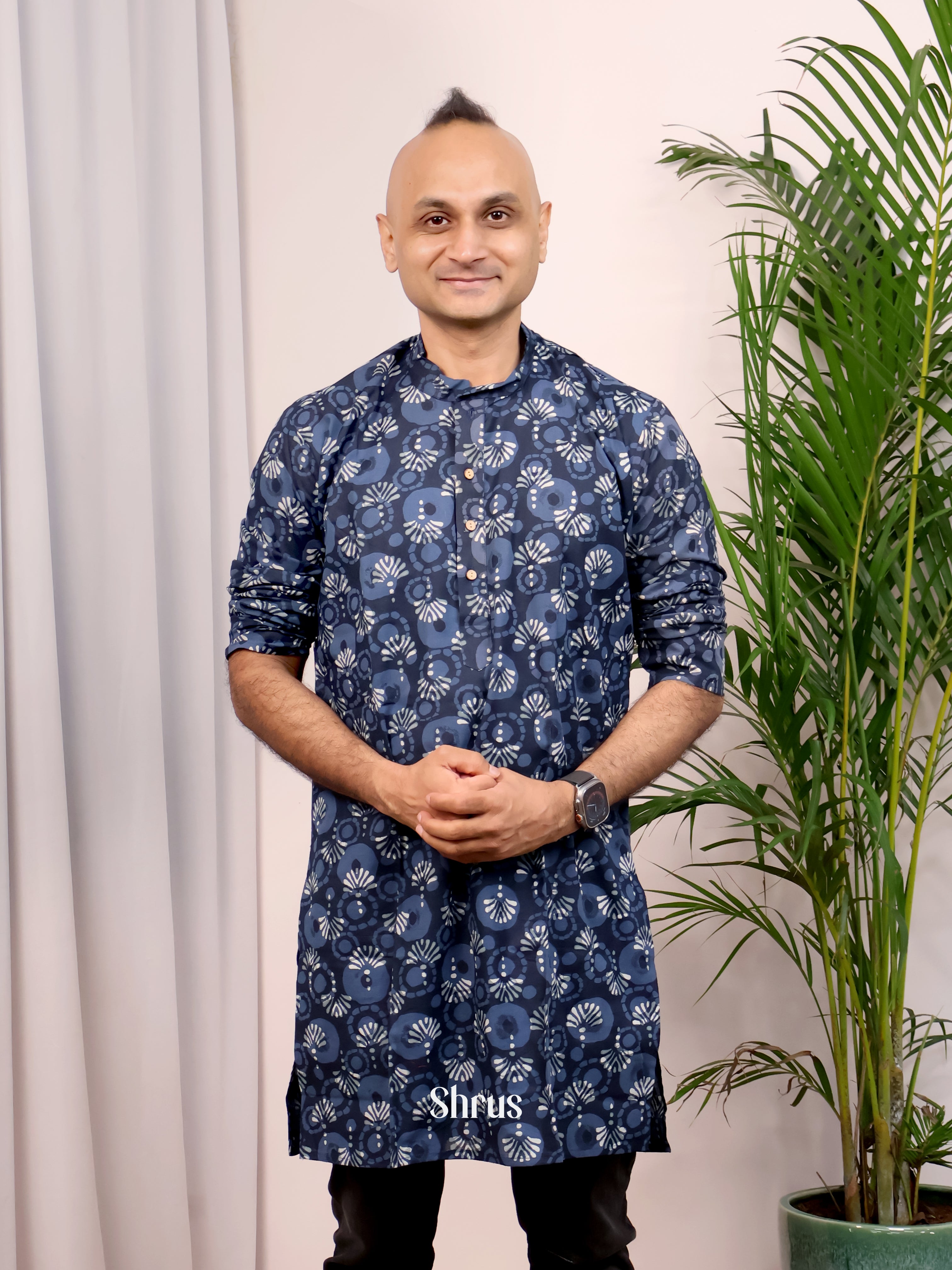 Indigo Blue- Readymade Mens Kurta - Shop on Shrus.com