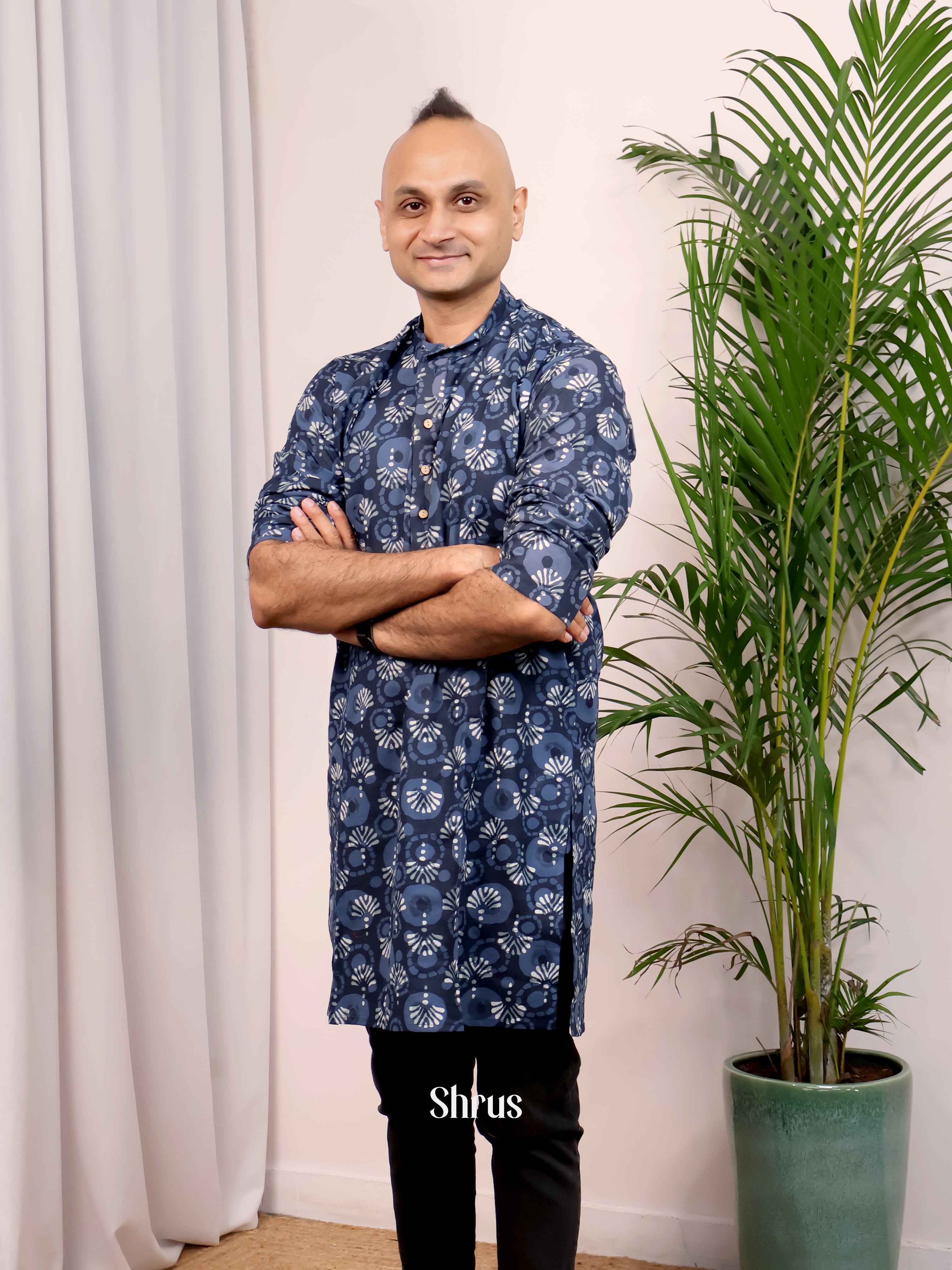 Indigo Blue- Readymade Mens Kurta - Shop on Shrus.com