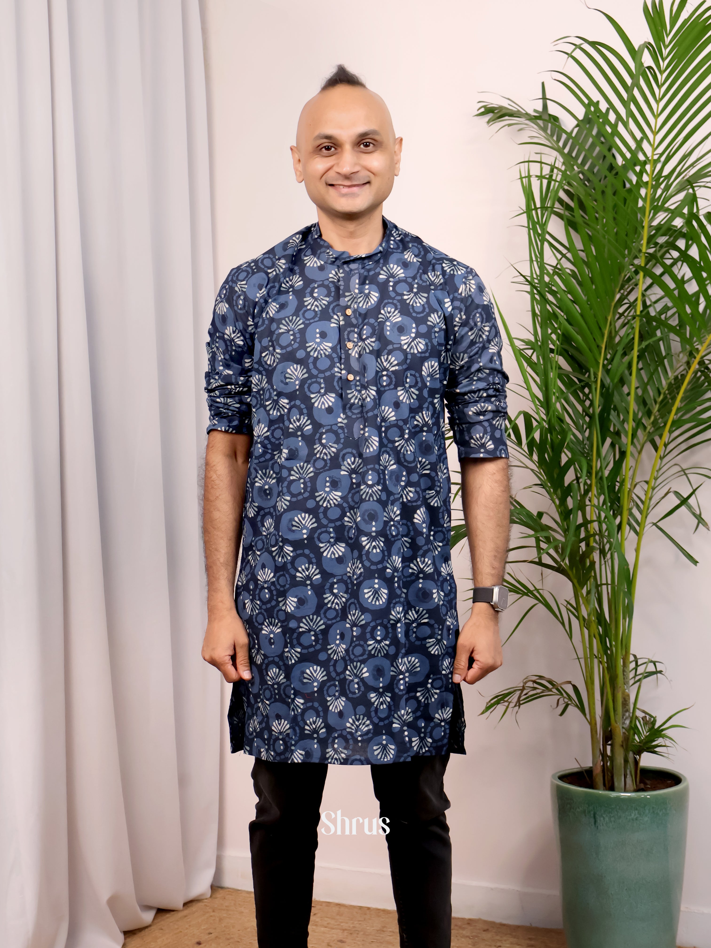 Indigo Blue- Readymade Mens Kurta - Shop on Shrus.com