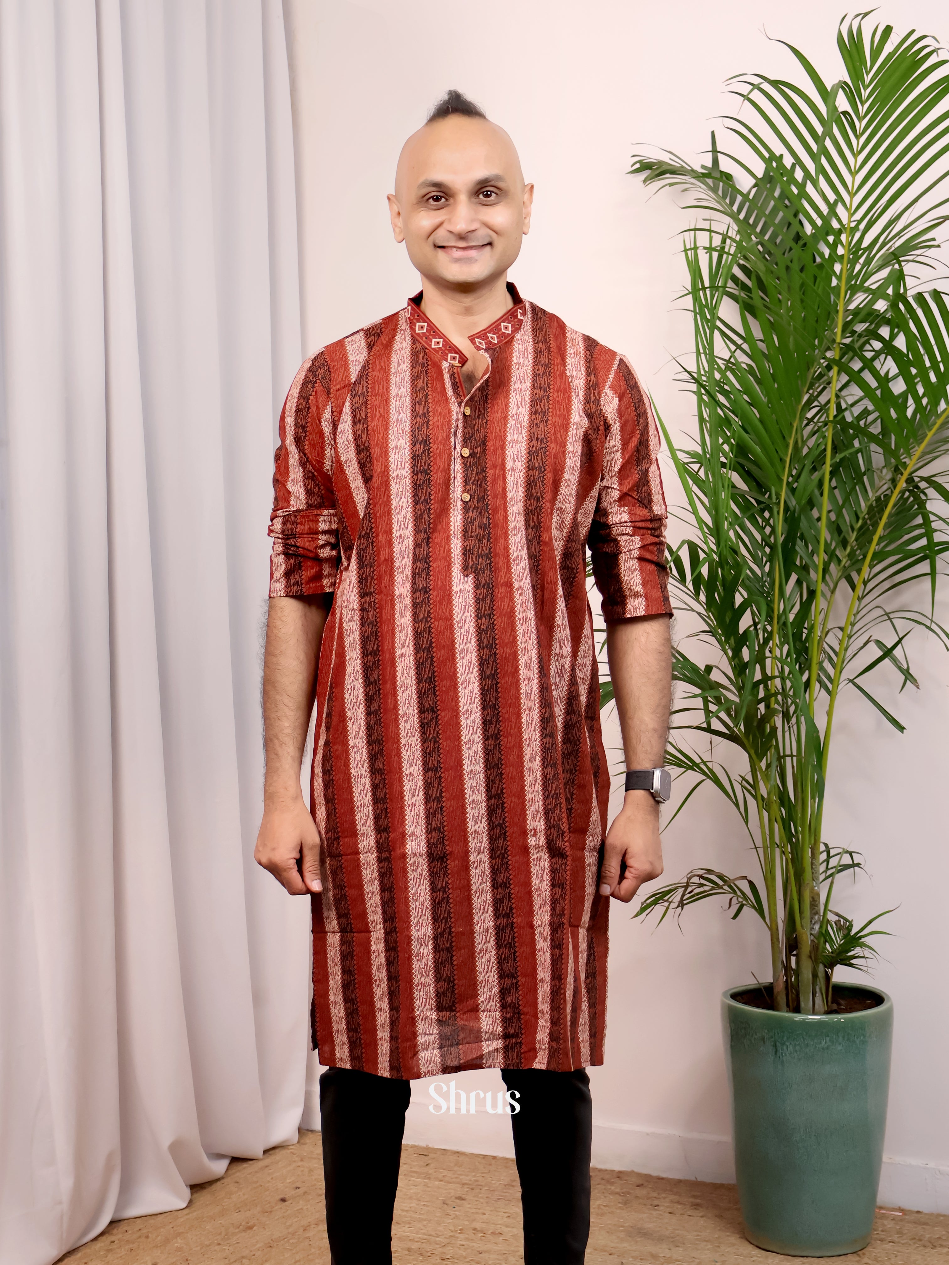 Brown - Readymade Mens Kurta - Shop on Shrus.com