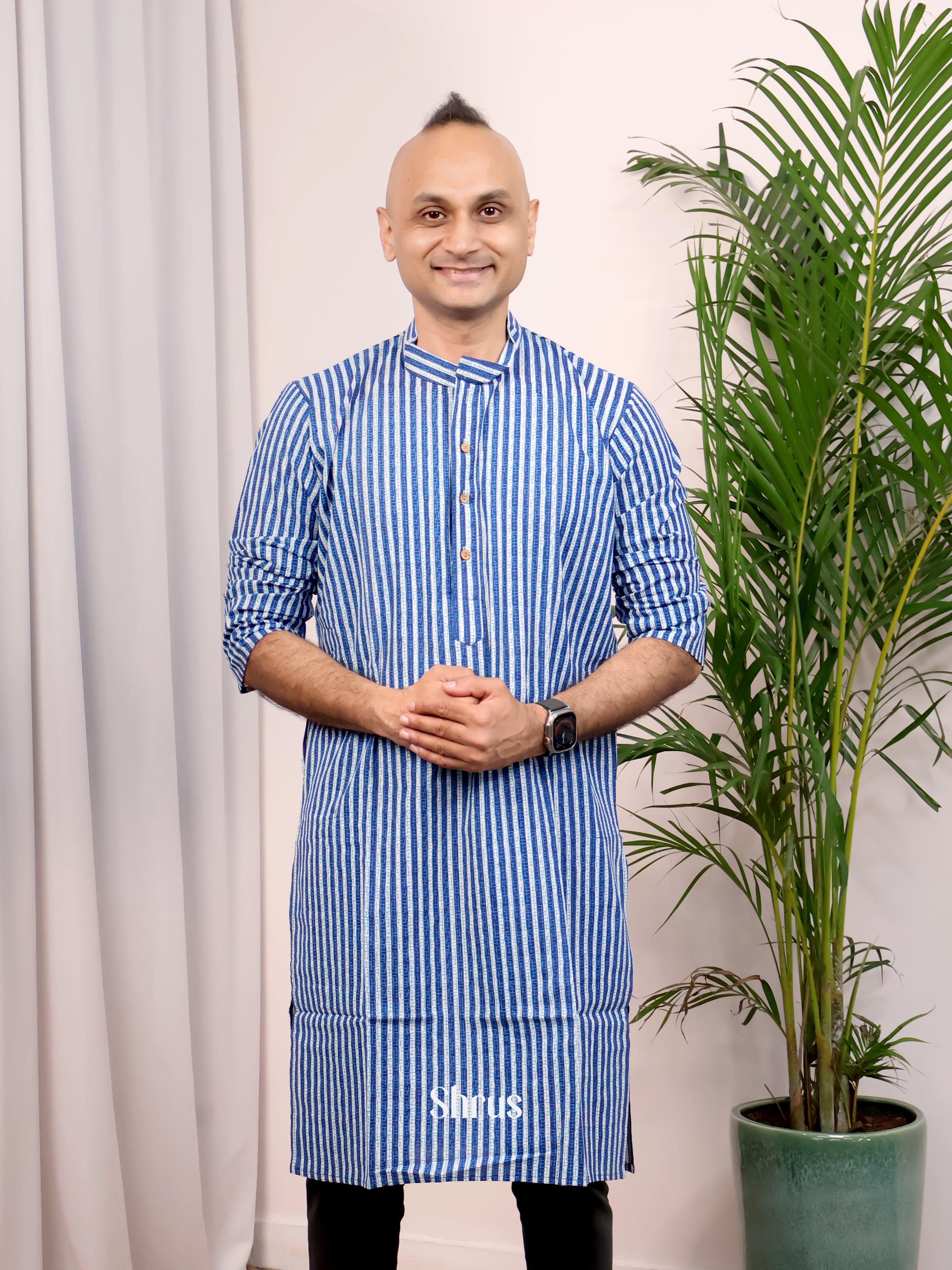 Blue- Readymade Mens Kurta - Shop on Shrus.com