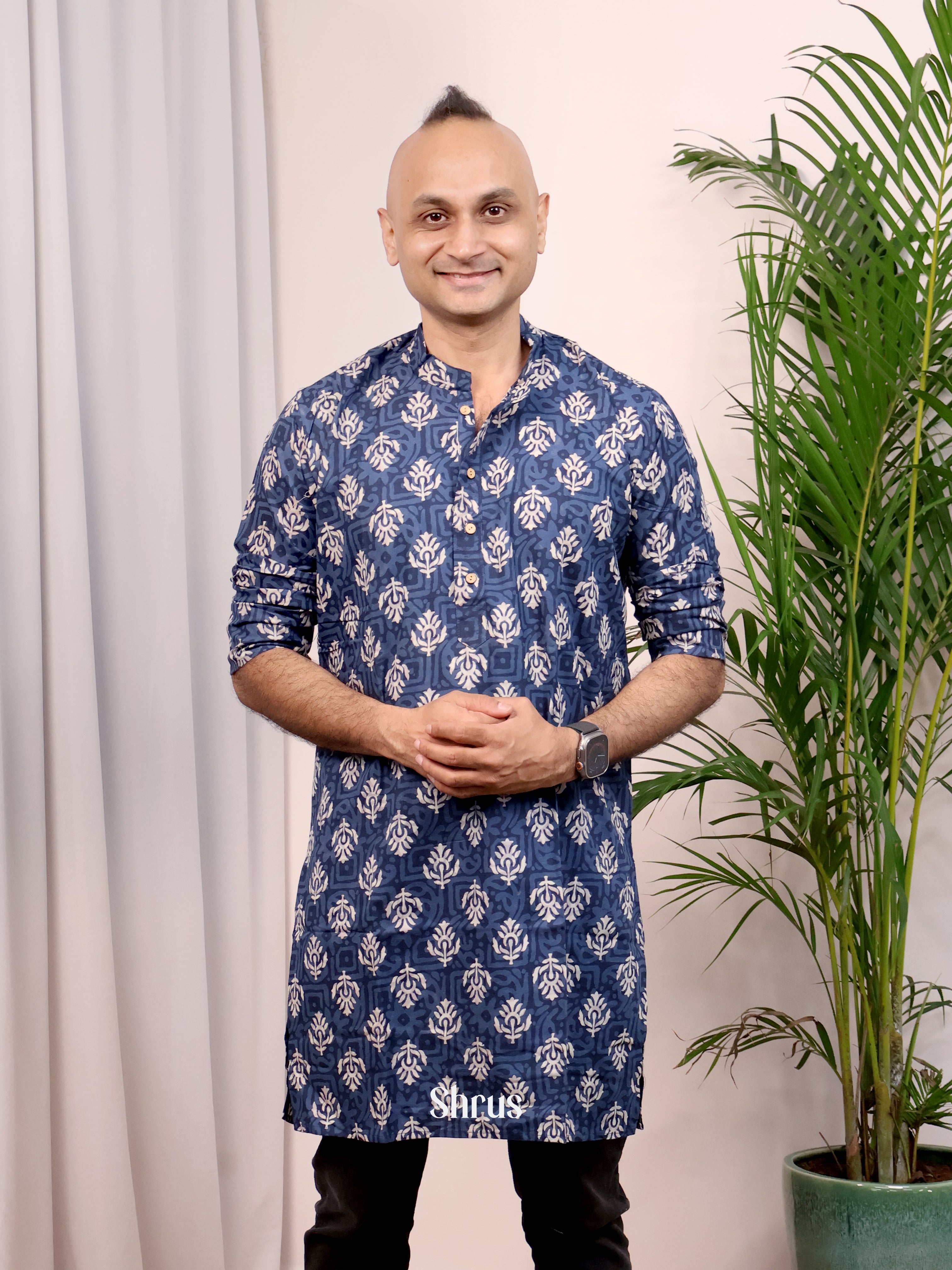 Blue - Readymade Mens Kurta - Shop on Shrus.com