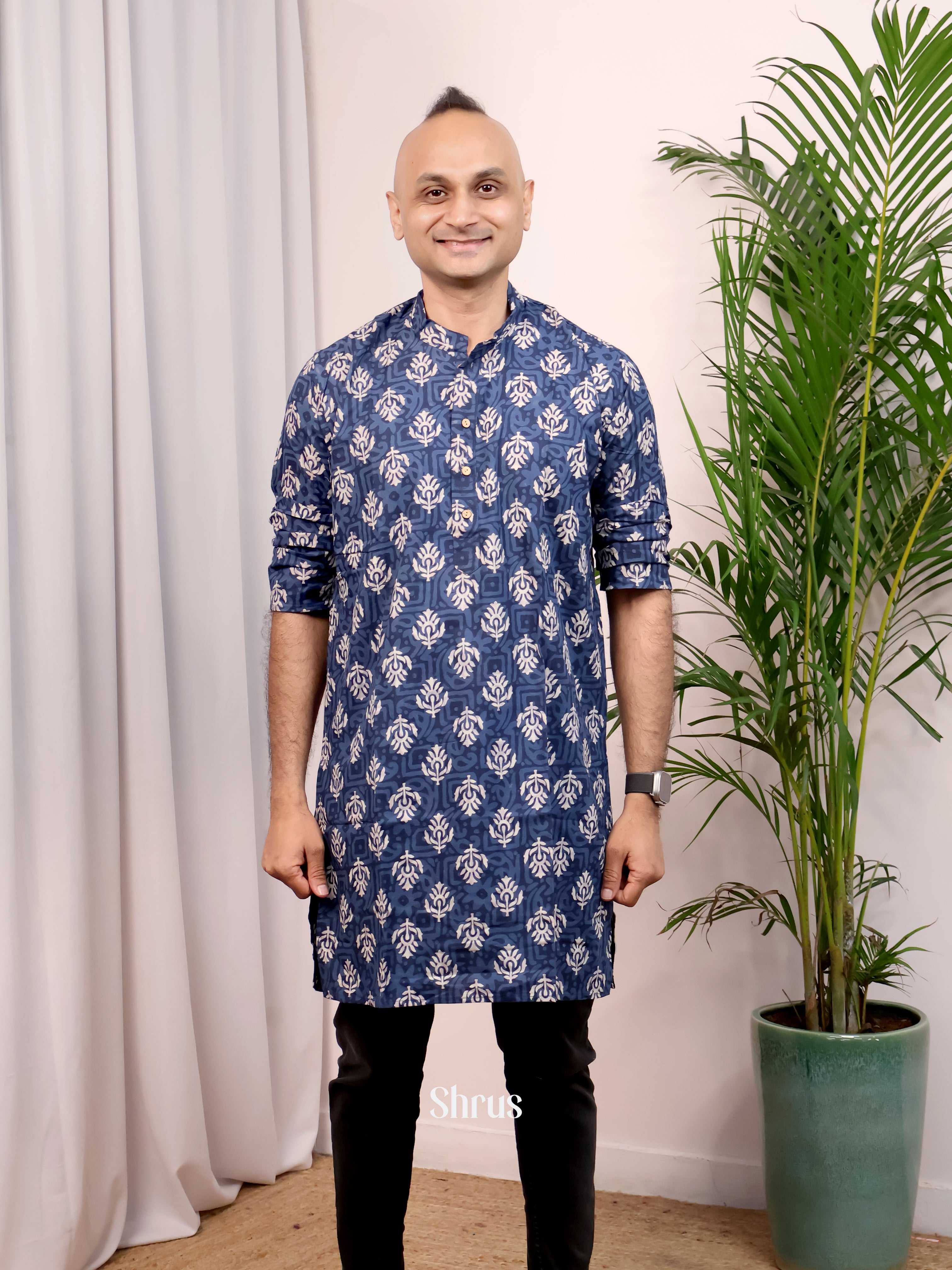Blue - Readymade Mens Kurta - Shop on Shrus.com
