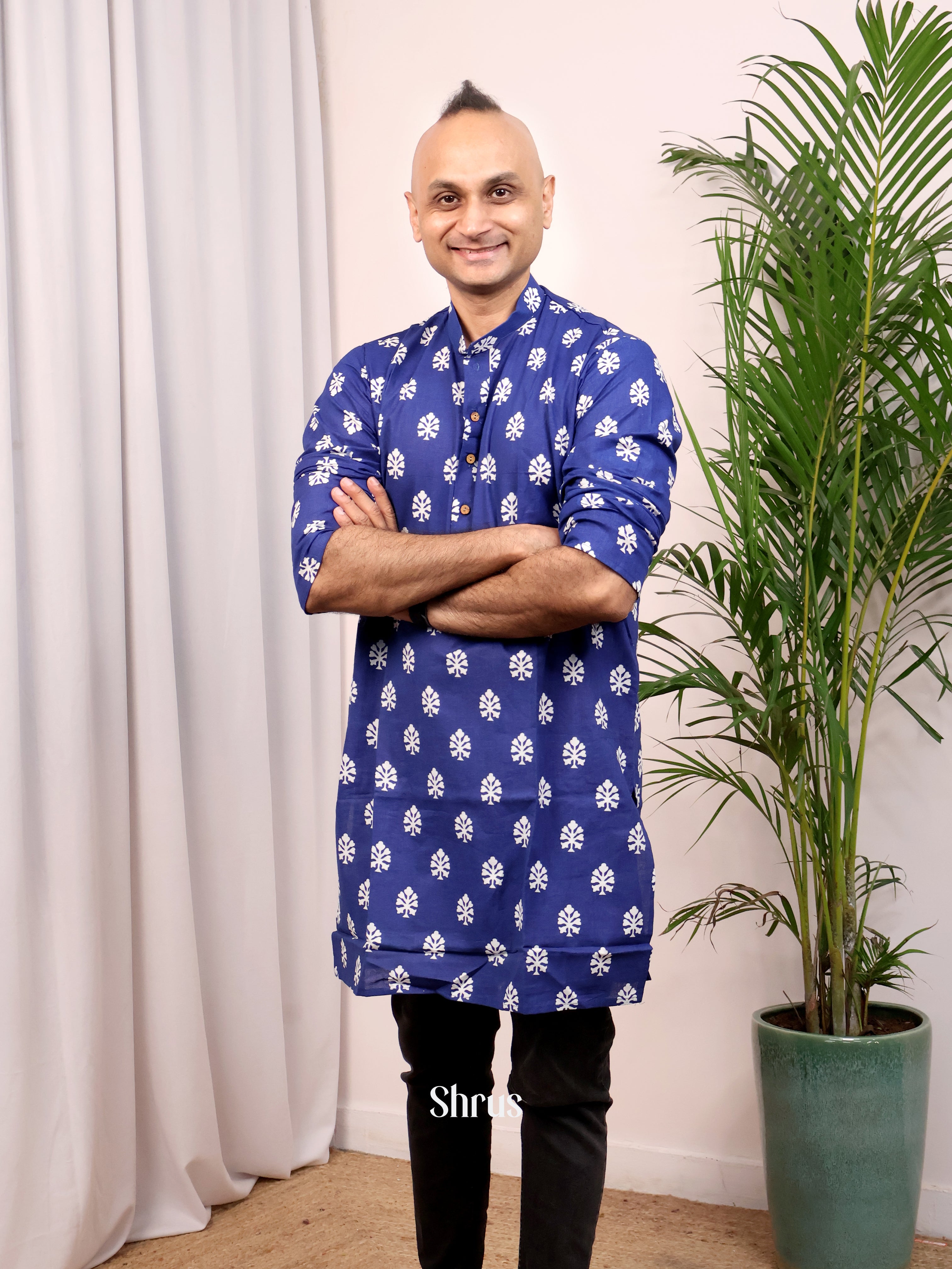 Blue - Readymade Mens Kurta - Shop on Shrus.com