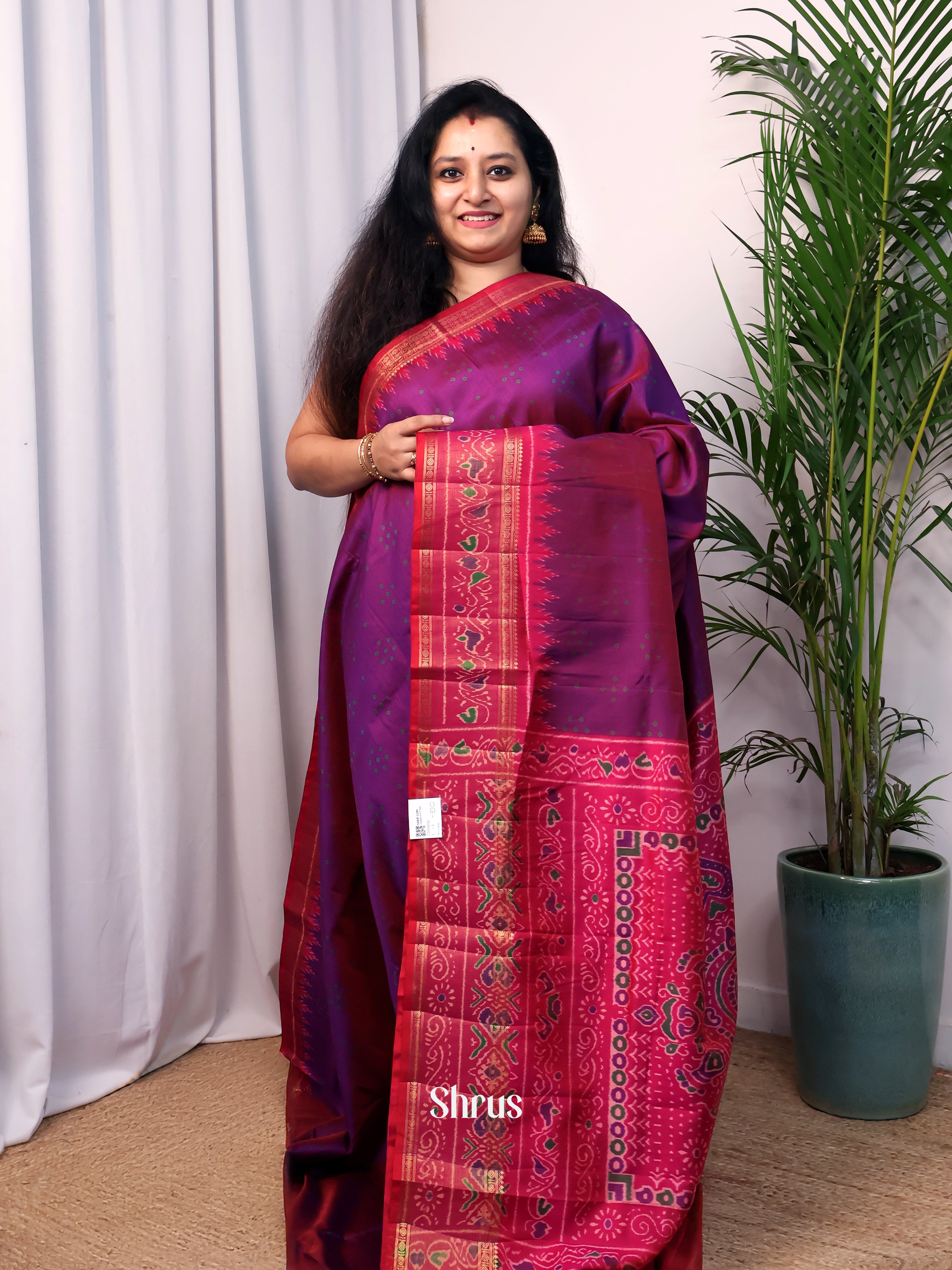 Purple & Pink - Semi Patola Saree - Shop on Shrus.com