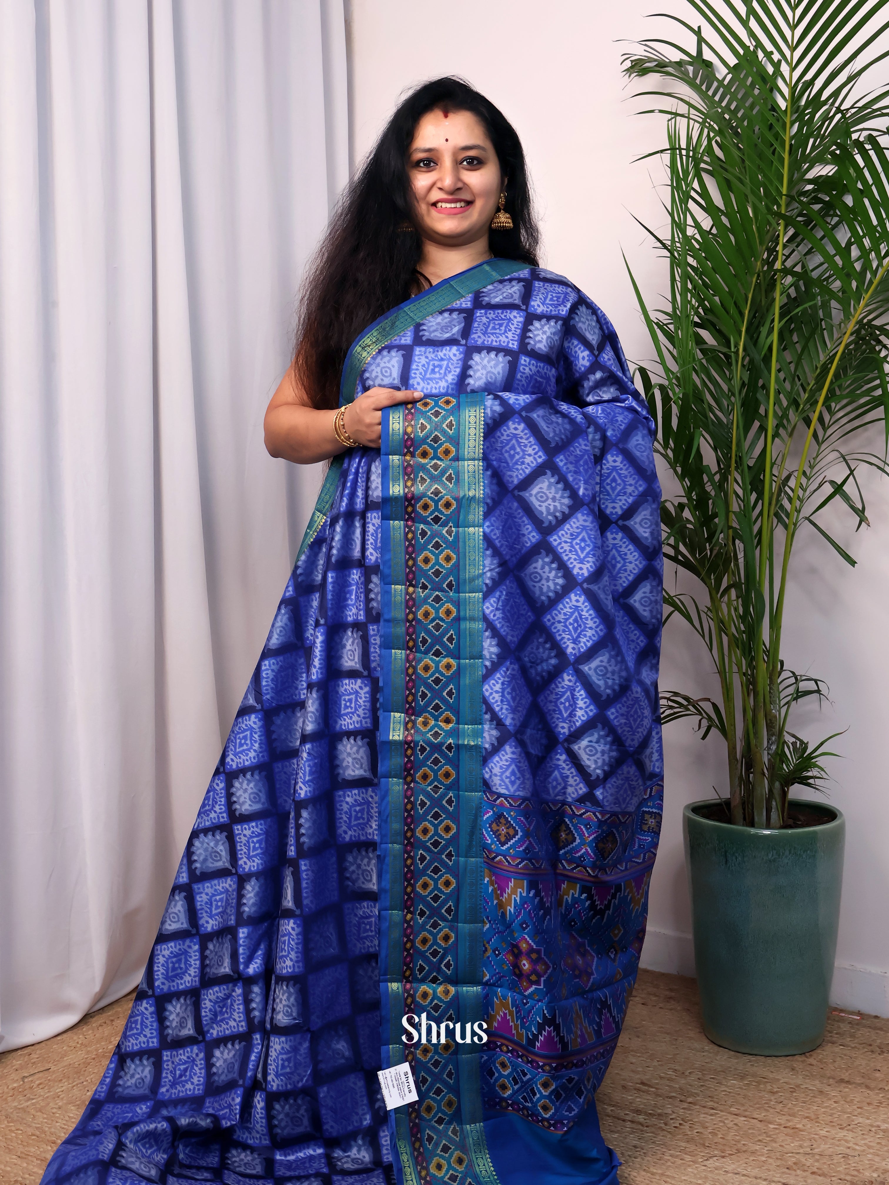 Blue - Semi Patola Saree - Shop on Shrus.com