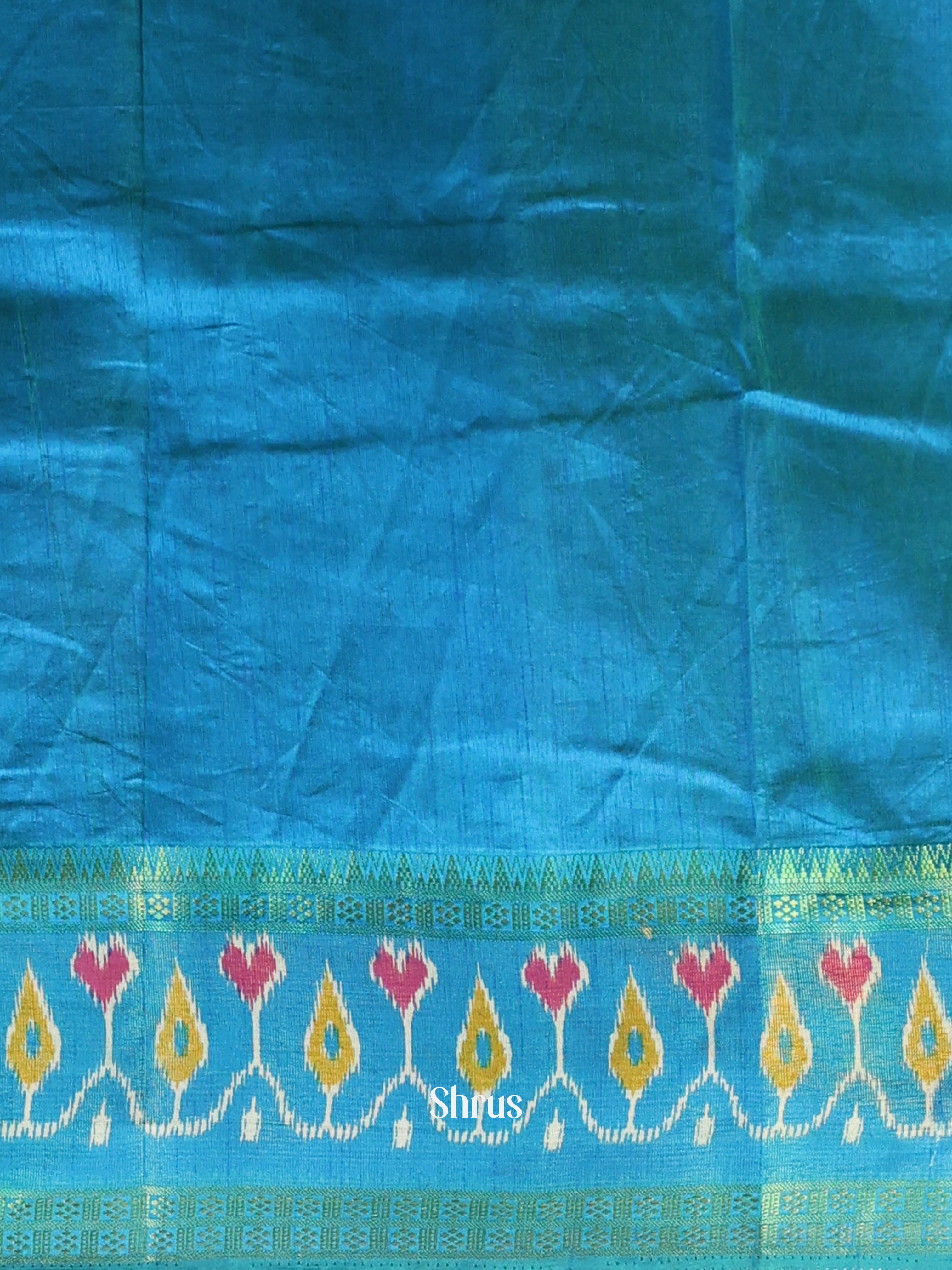 Green & Blue - Semi Patola Saree - Shop on Shrus.com