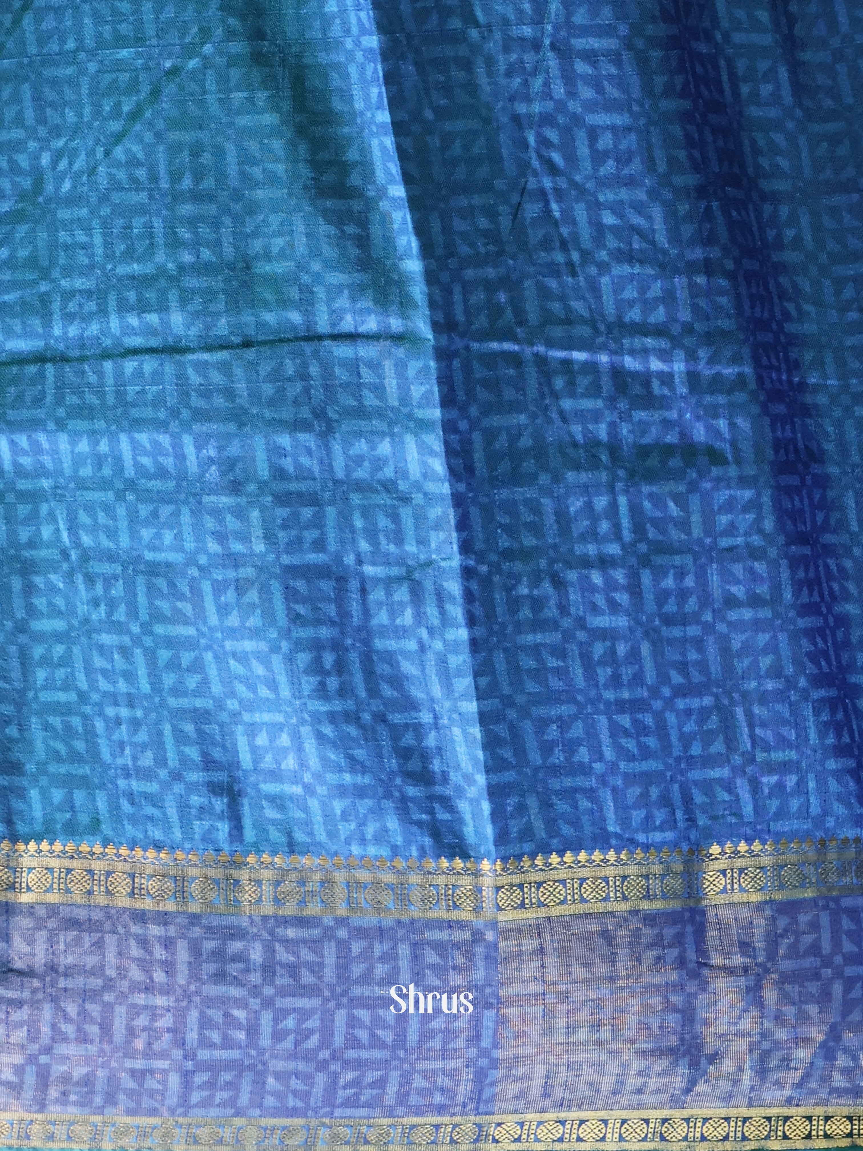Teal & Blue - Semi Patola Saree - Shop on Shrus.com