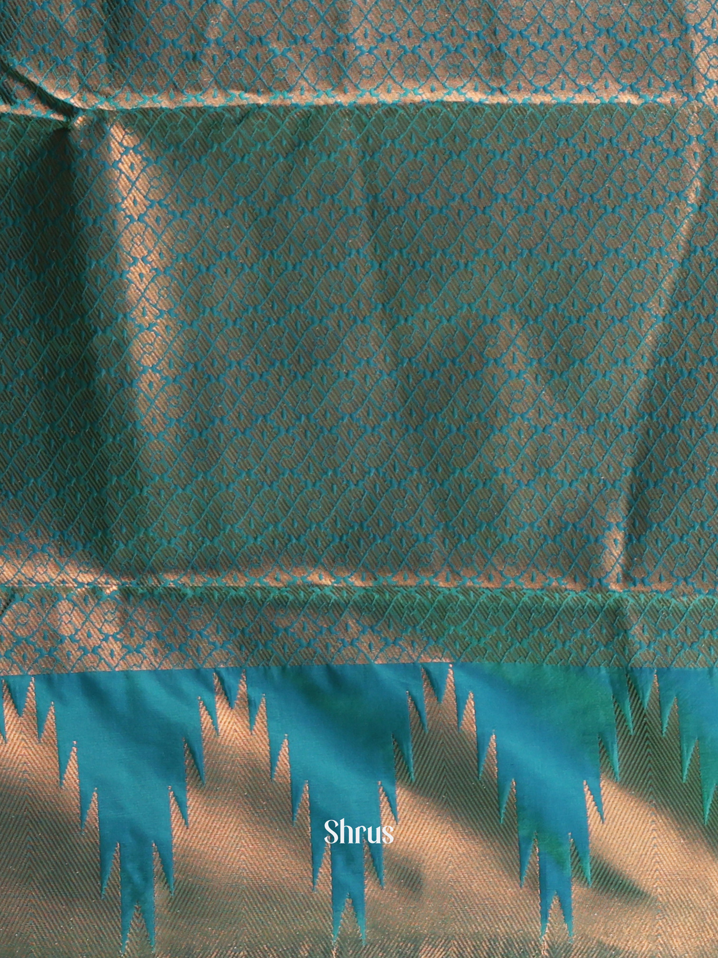 Blue & Teal- Semi Arani Silk Saree - Shop on Shrus.com
