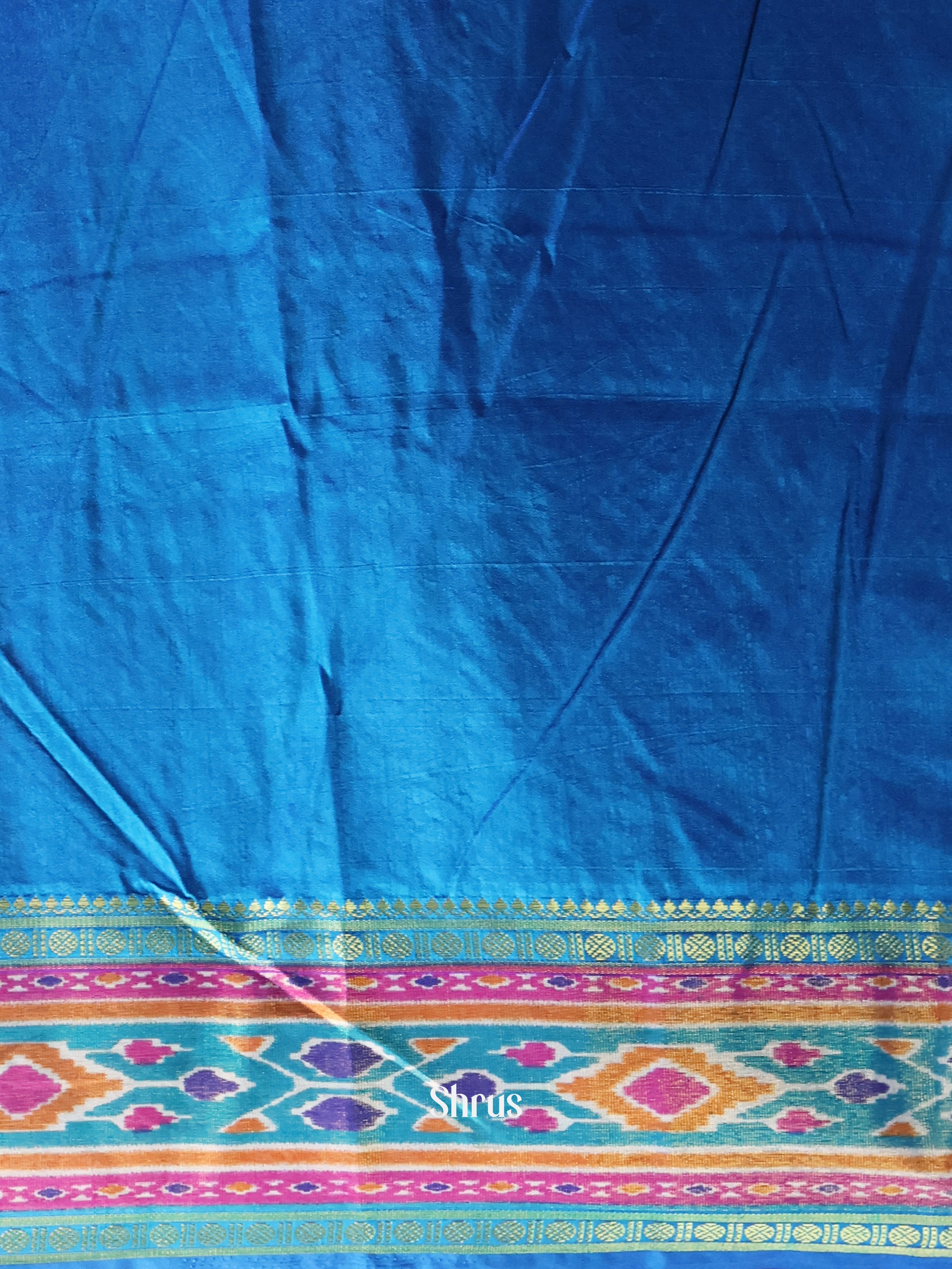Teal & Blue - Semi Patola Saree - Shop on Shrus.com