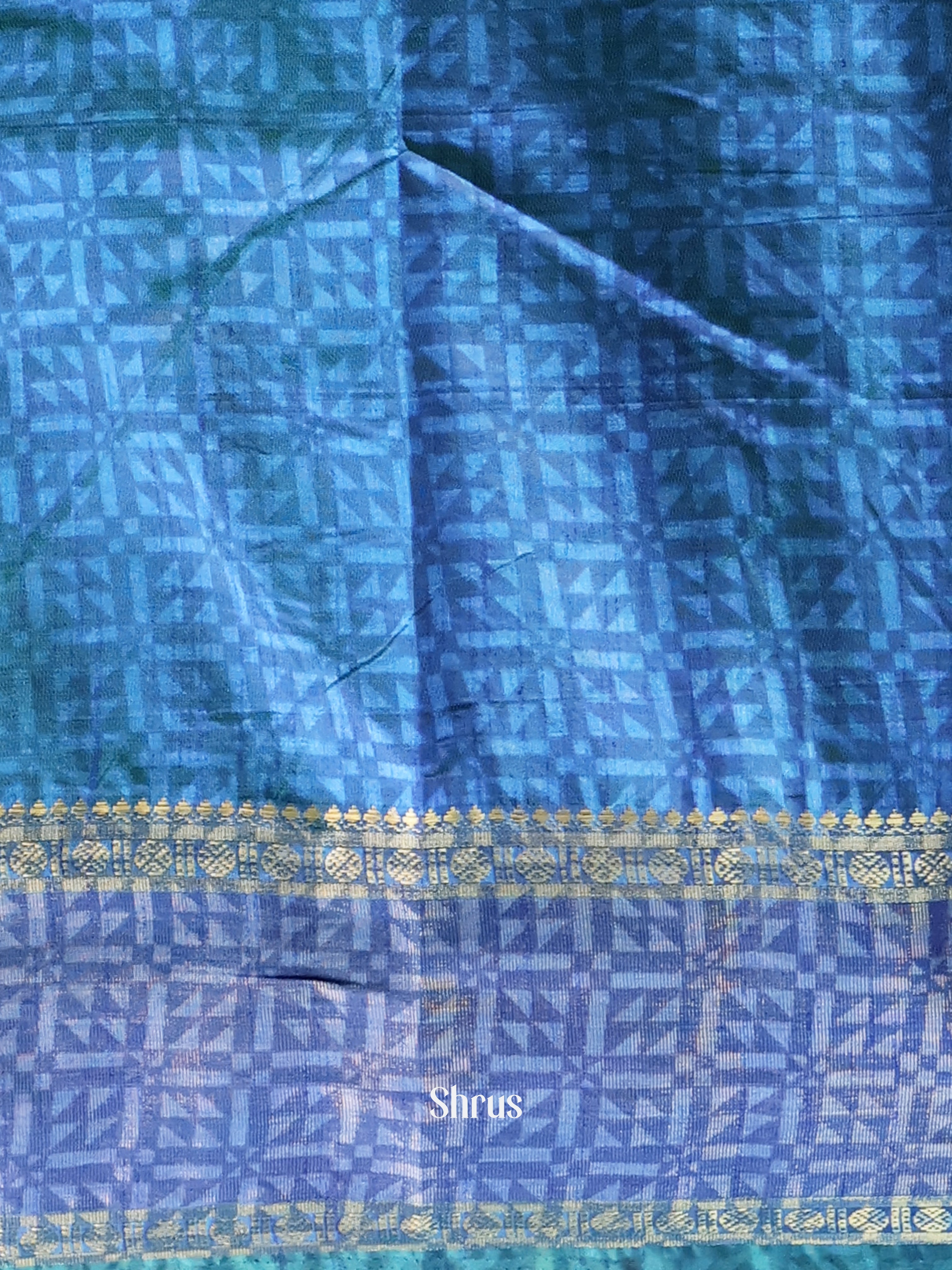 Teal & Blue - Semi Patola Saree - Shop on Shrus.com