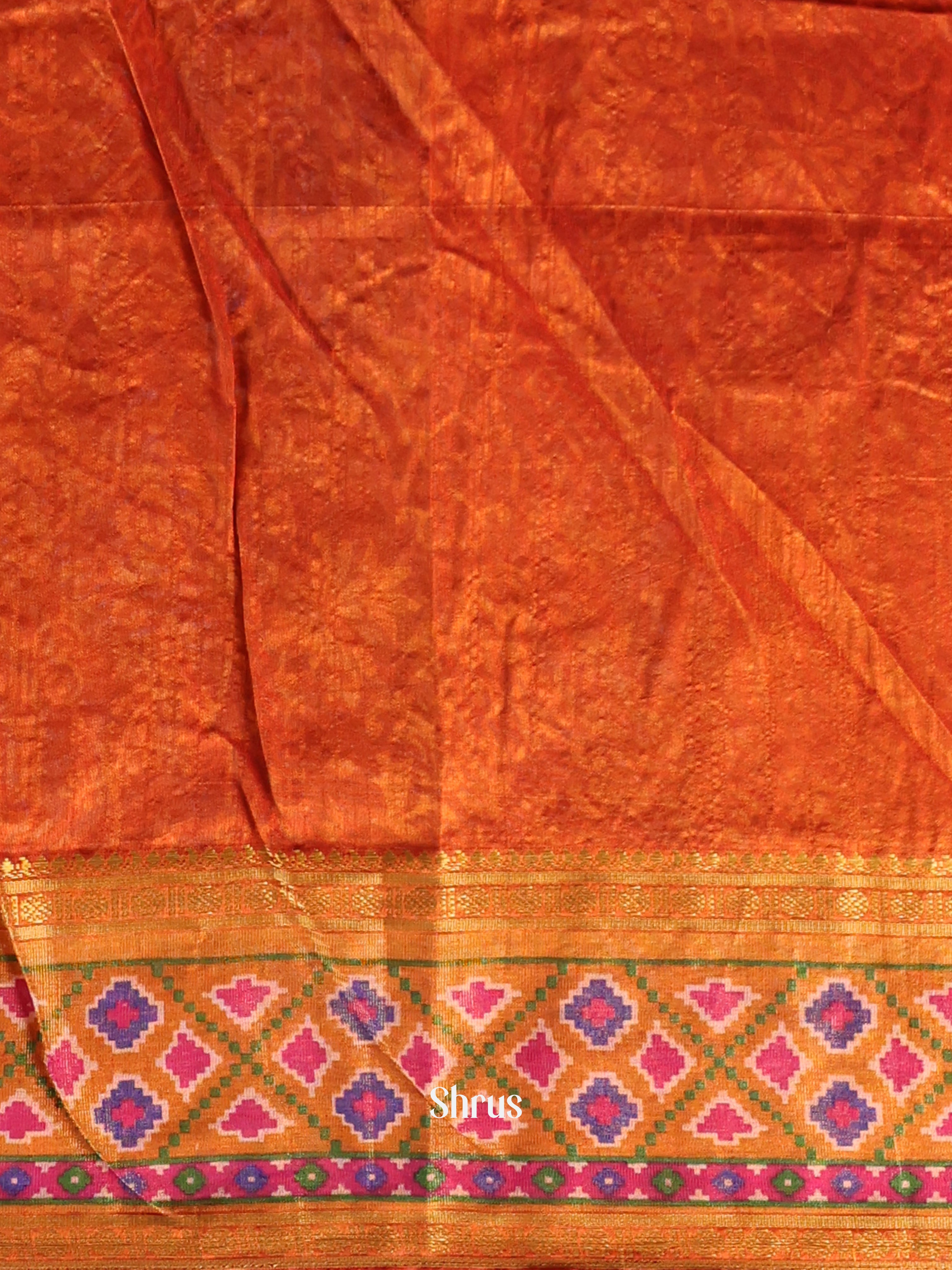 Pink & Orange - Semi Patola Saree - Shop on Shrus.com
