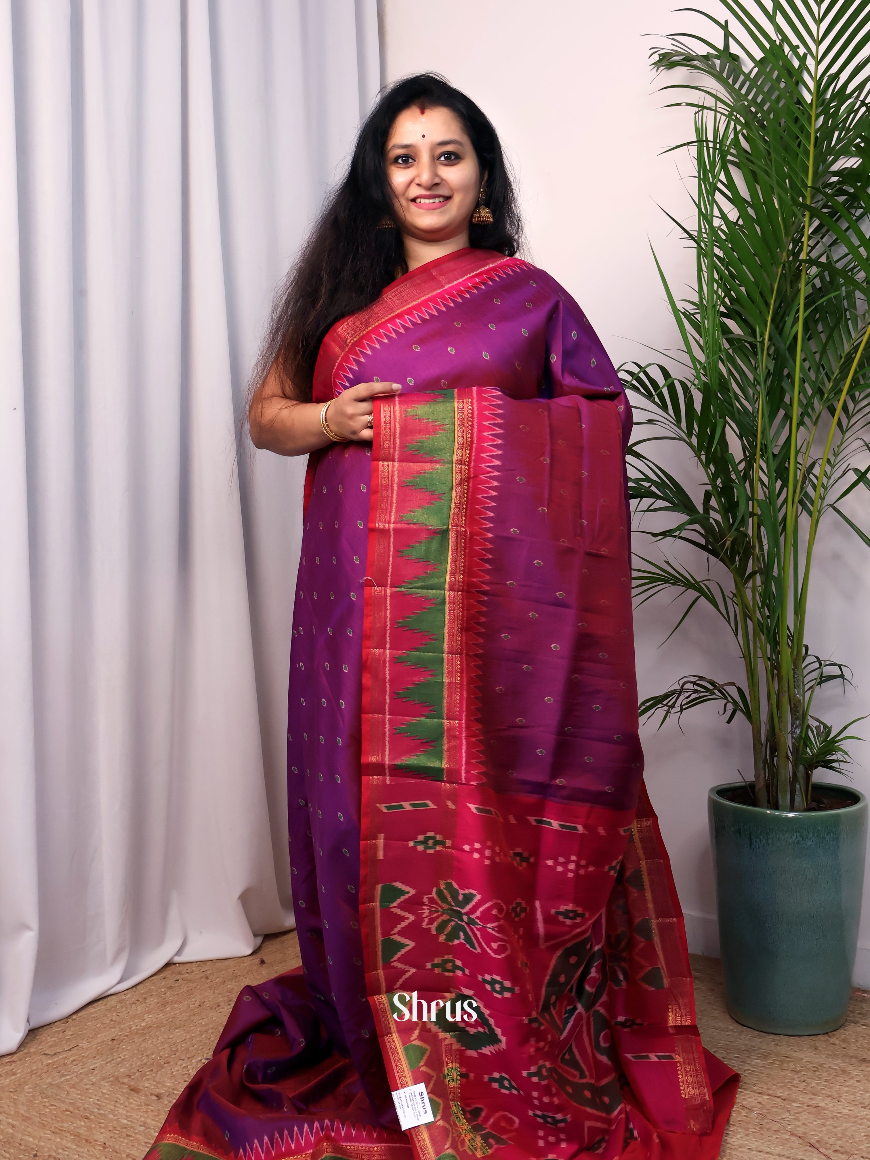 Purple & Pink - Semi Patola Saree - Shop on Shrus.com