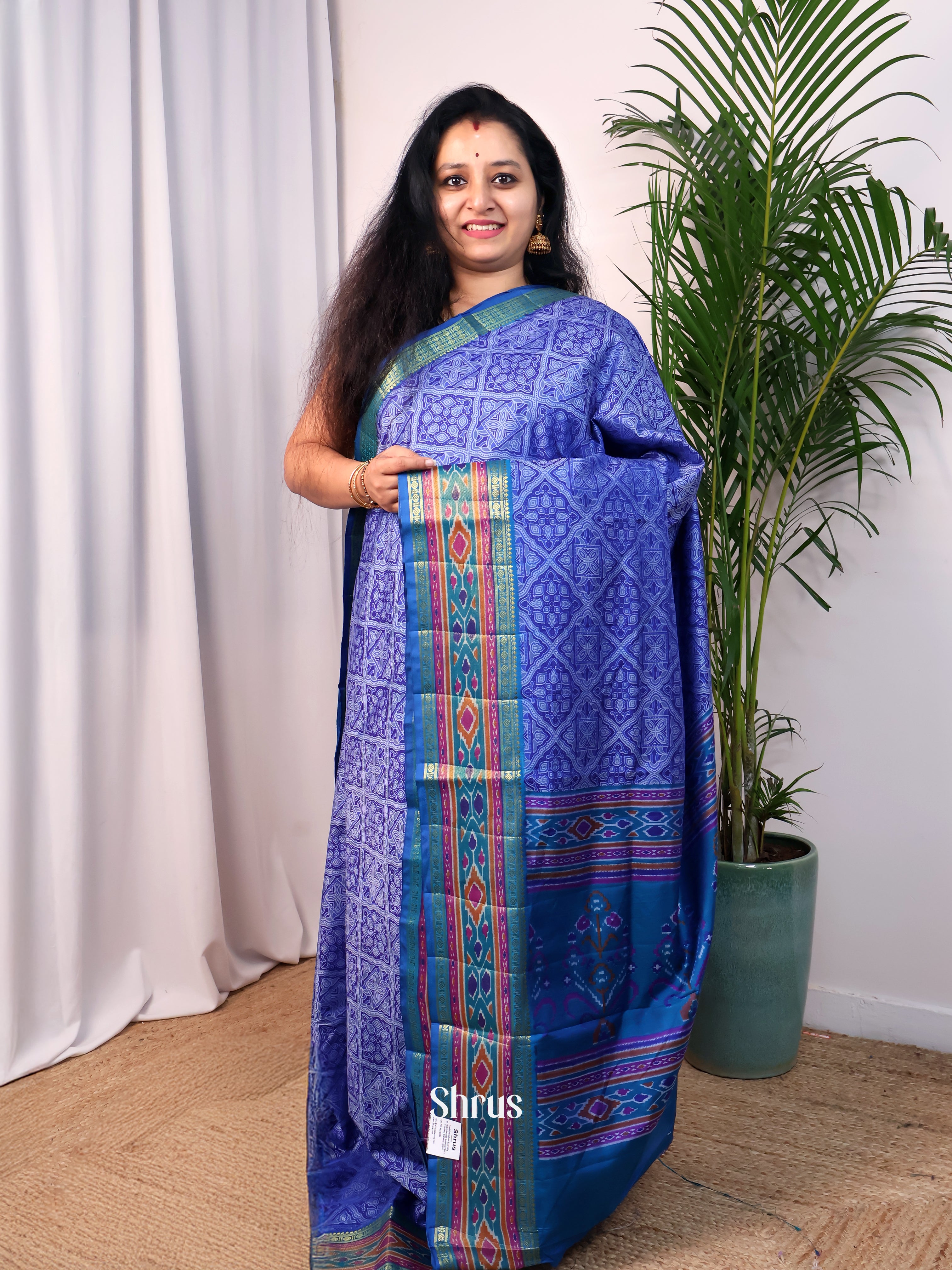 Blue - Semi Patola Saree - Shop on Shrus.com