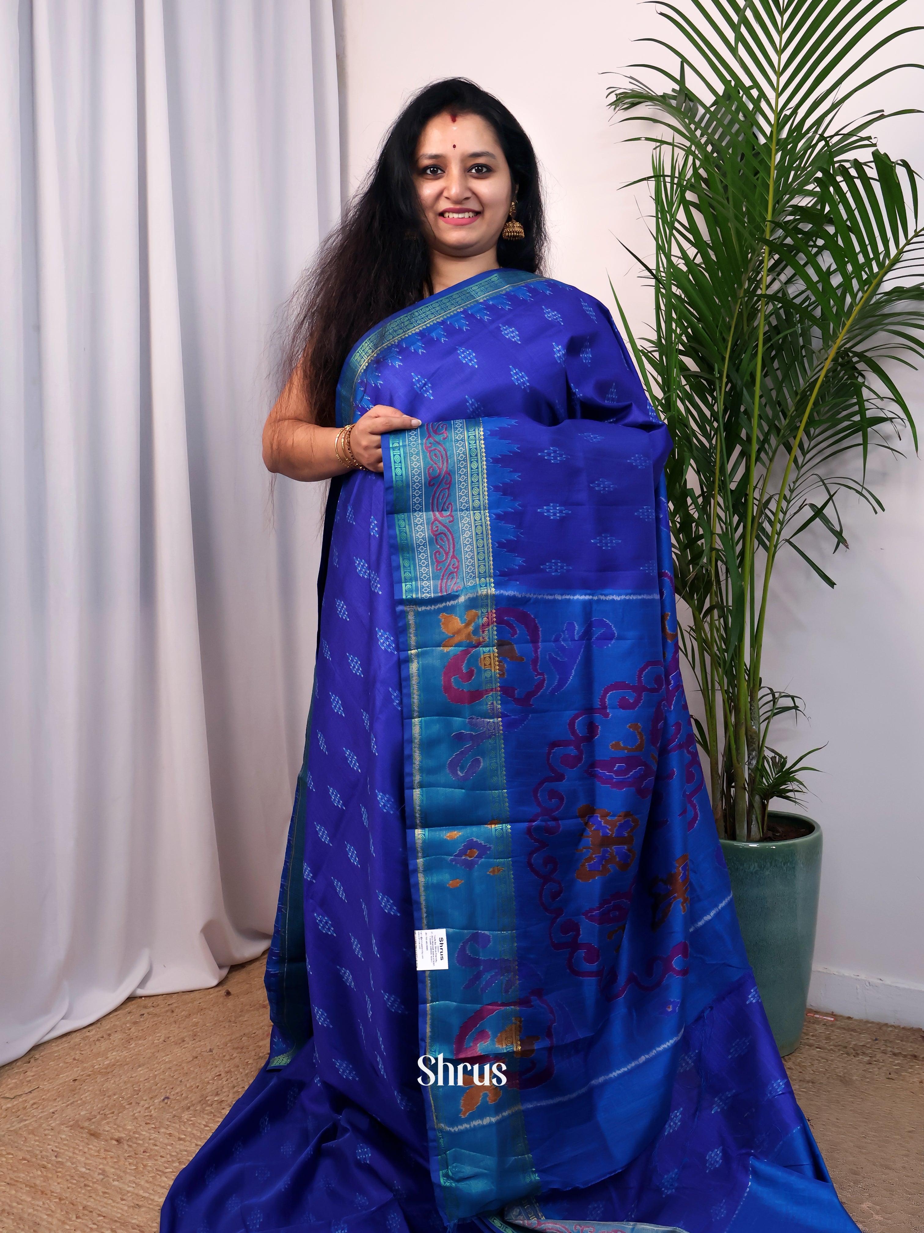 Blue - Semi Patola Saree - Shop on Shrus.com