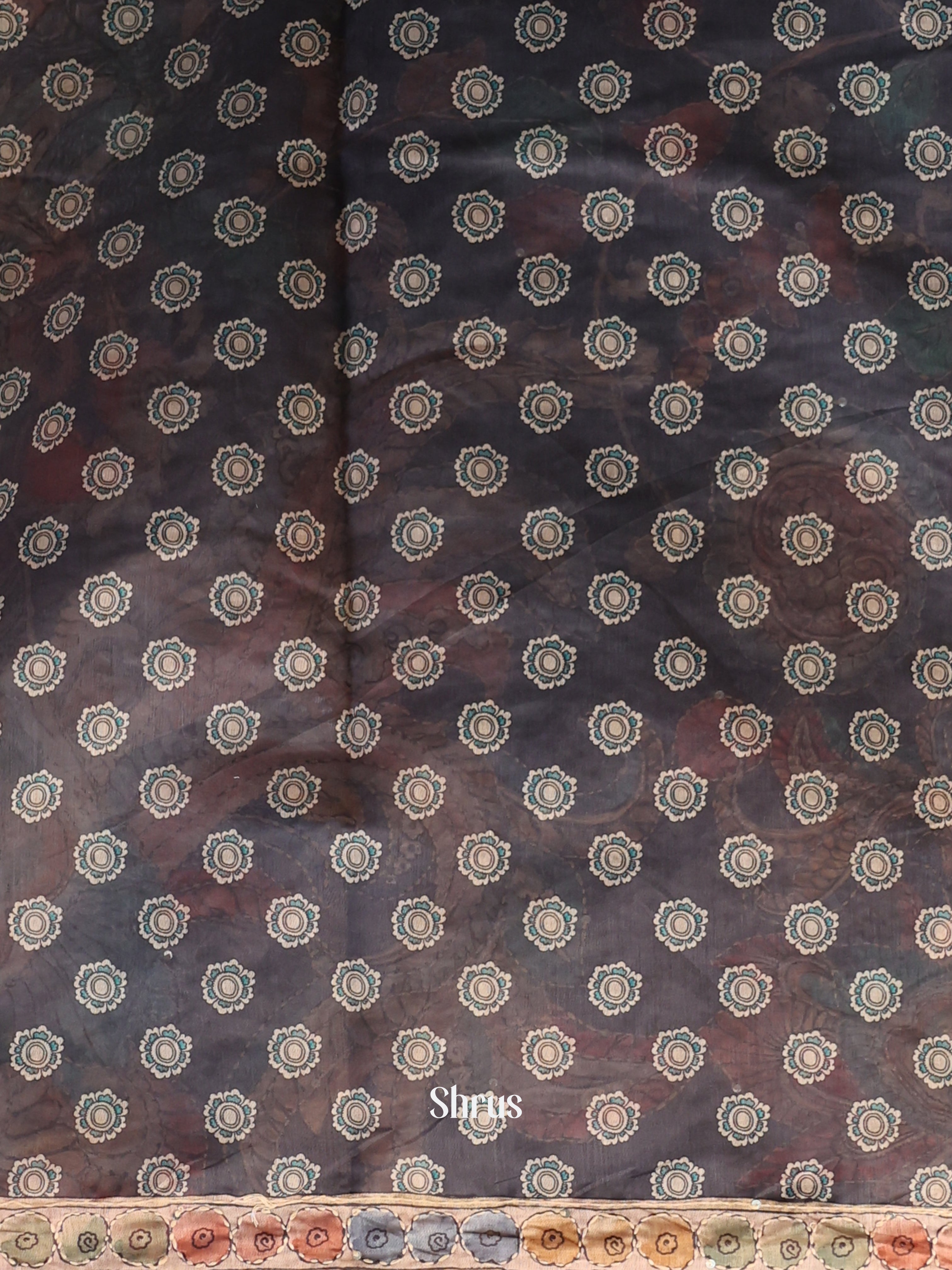 Black & Brown - Semi Kantha Saree - Shop on Shrus.com