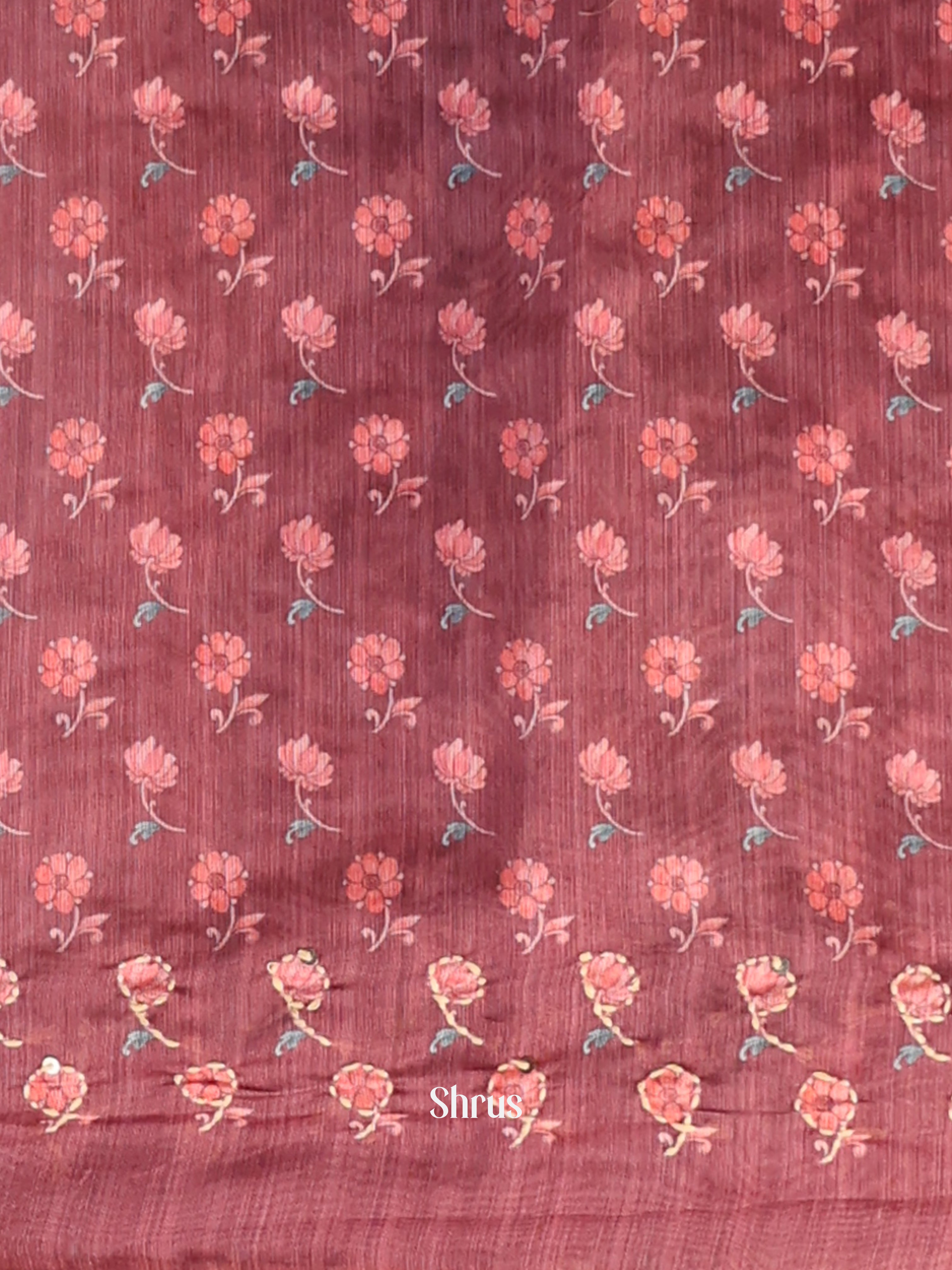 Purple & Brown- Semi Kantha Saree - Shop on Shrus.com