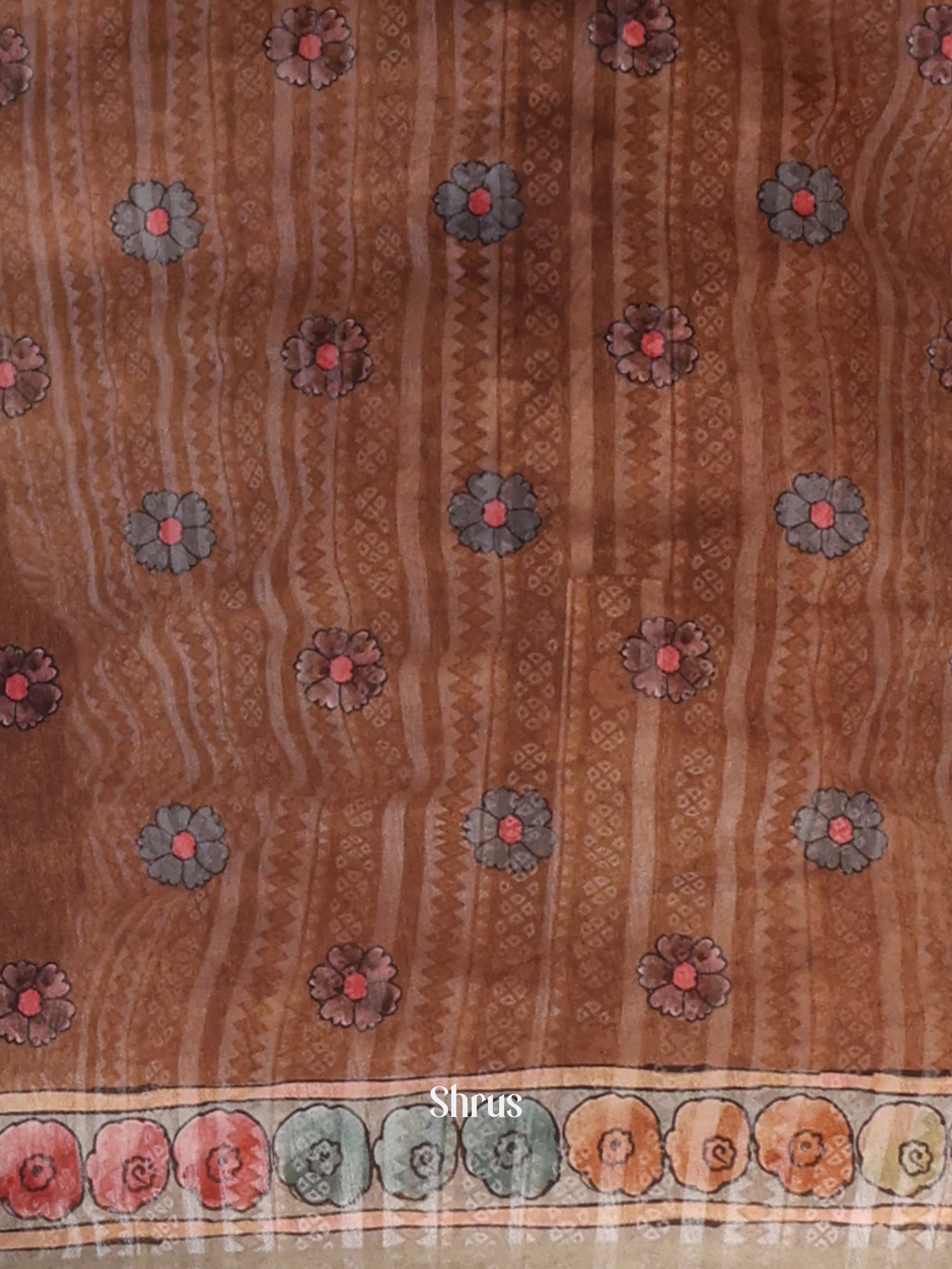 Black & Brown - Semi Kantha Saree - Shop on Shrus.com