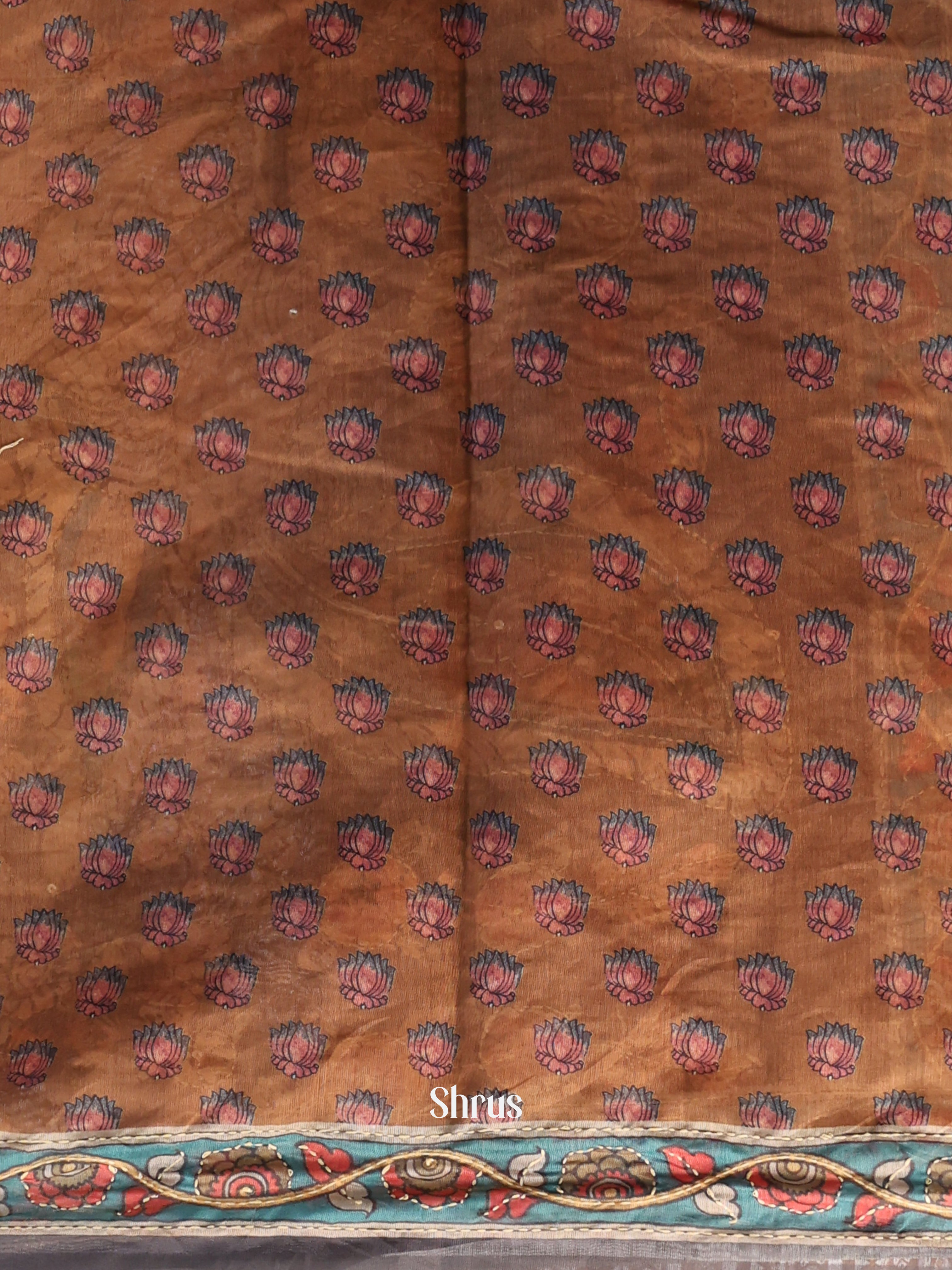 Brown- Semi Kantha Saree - Shop on Shrus.com