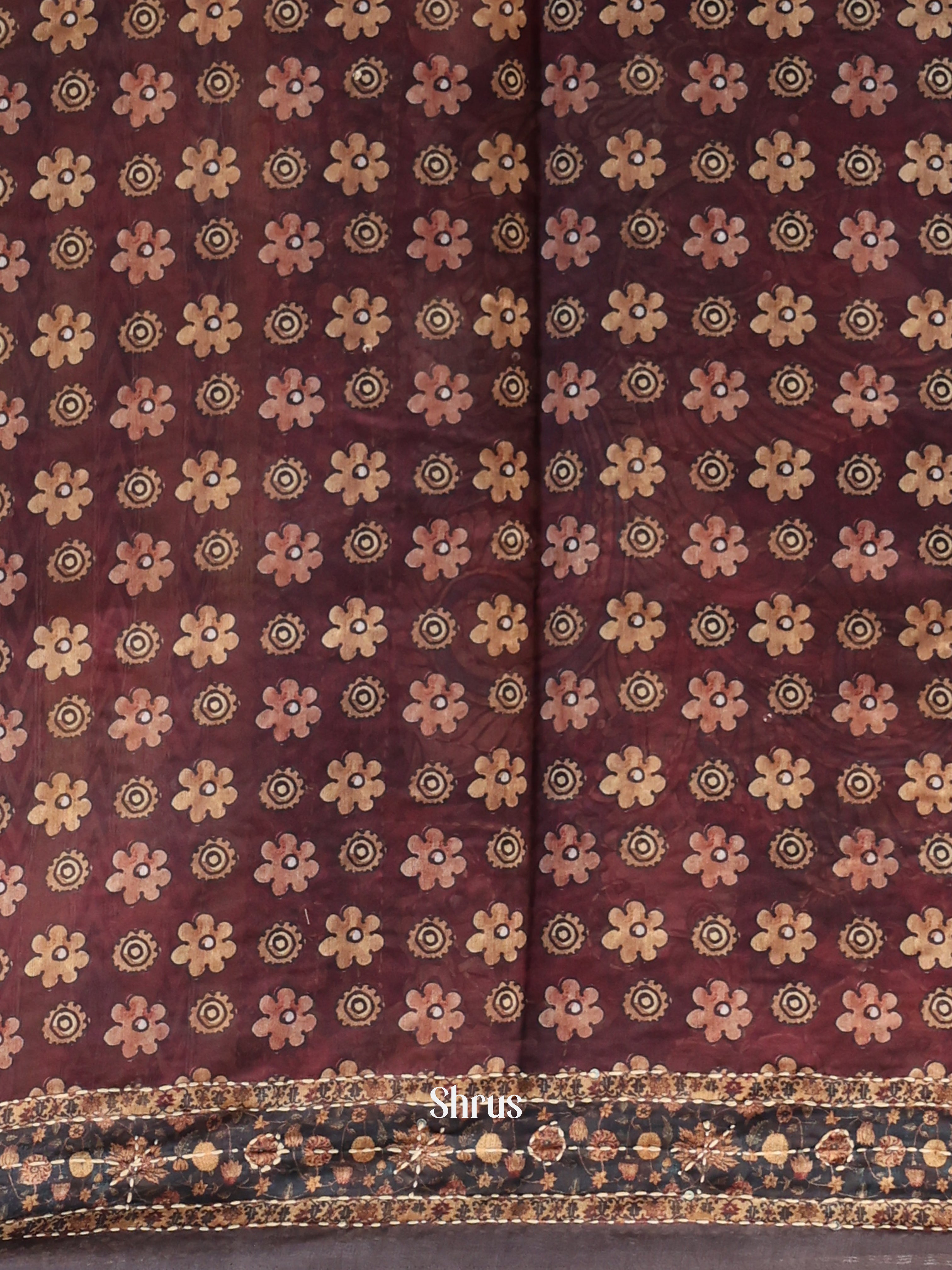 Brown - Semi Kantha Saree - Shop on Shrus.com
