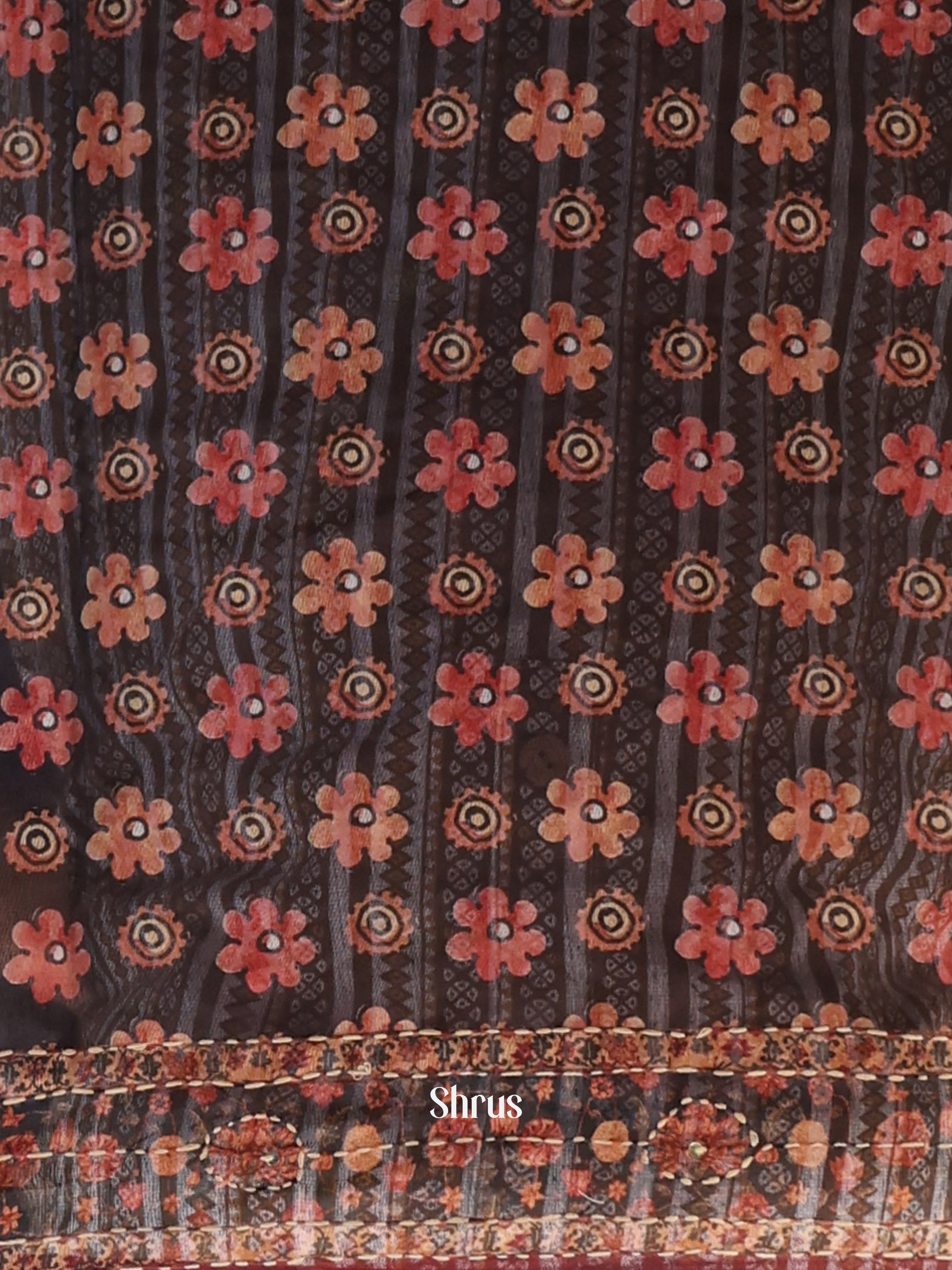 Black & Brown- Semi Kantha Saree - Shop on Shrus.com