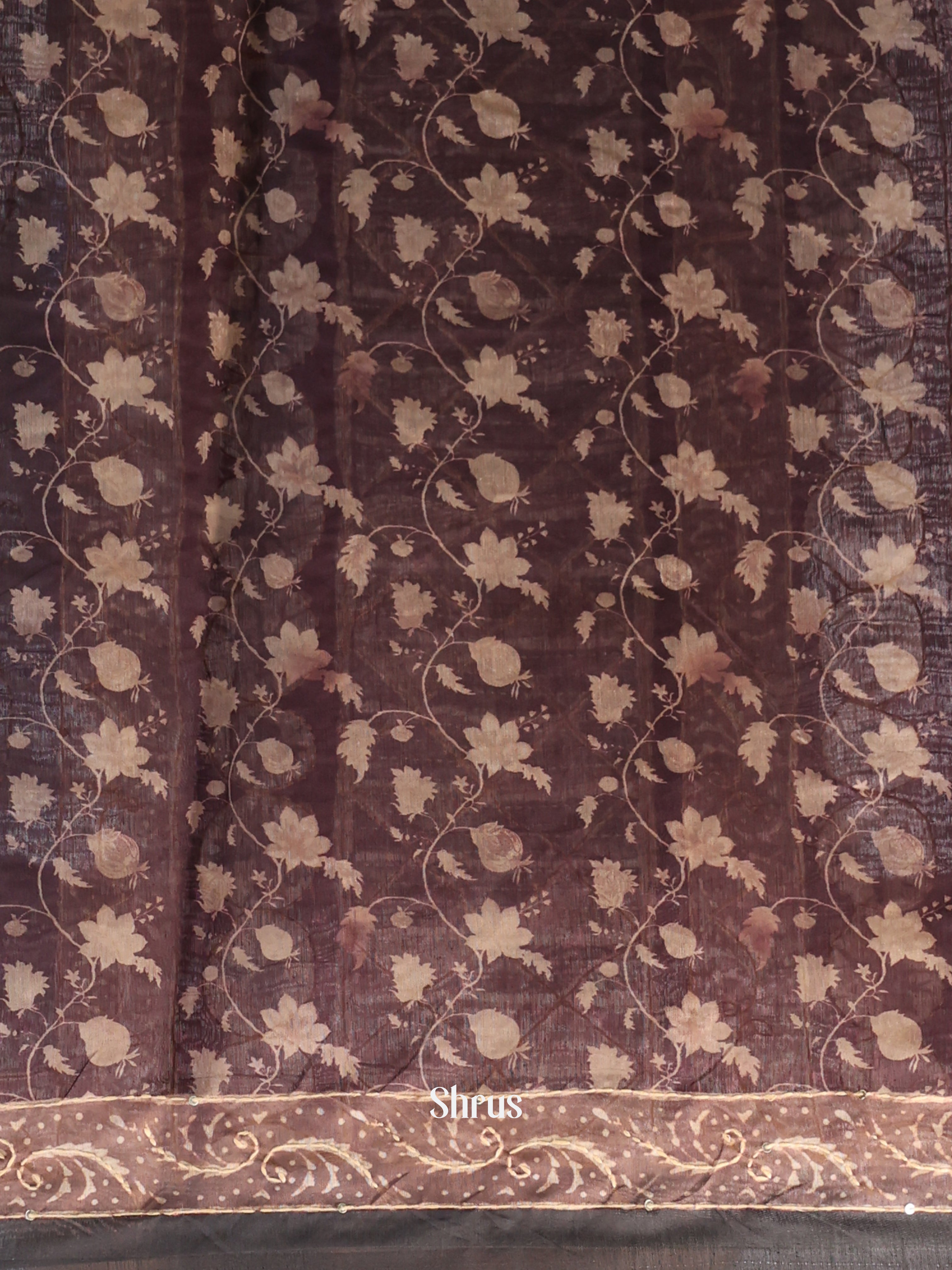 Grey & Brown- Semi Kantha Saree - Shop on Shrus.com