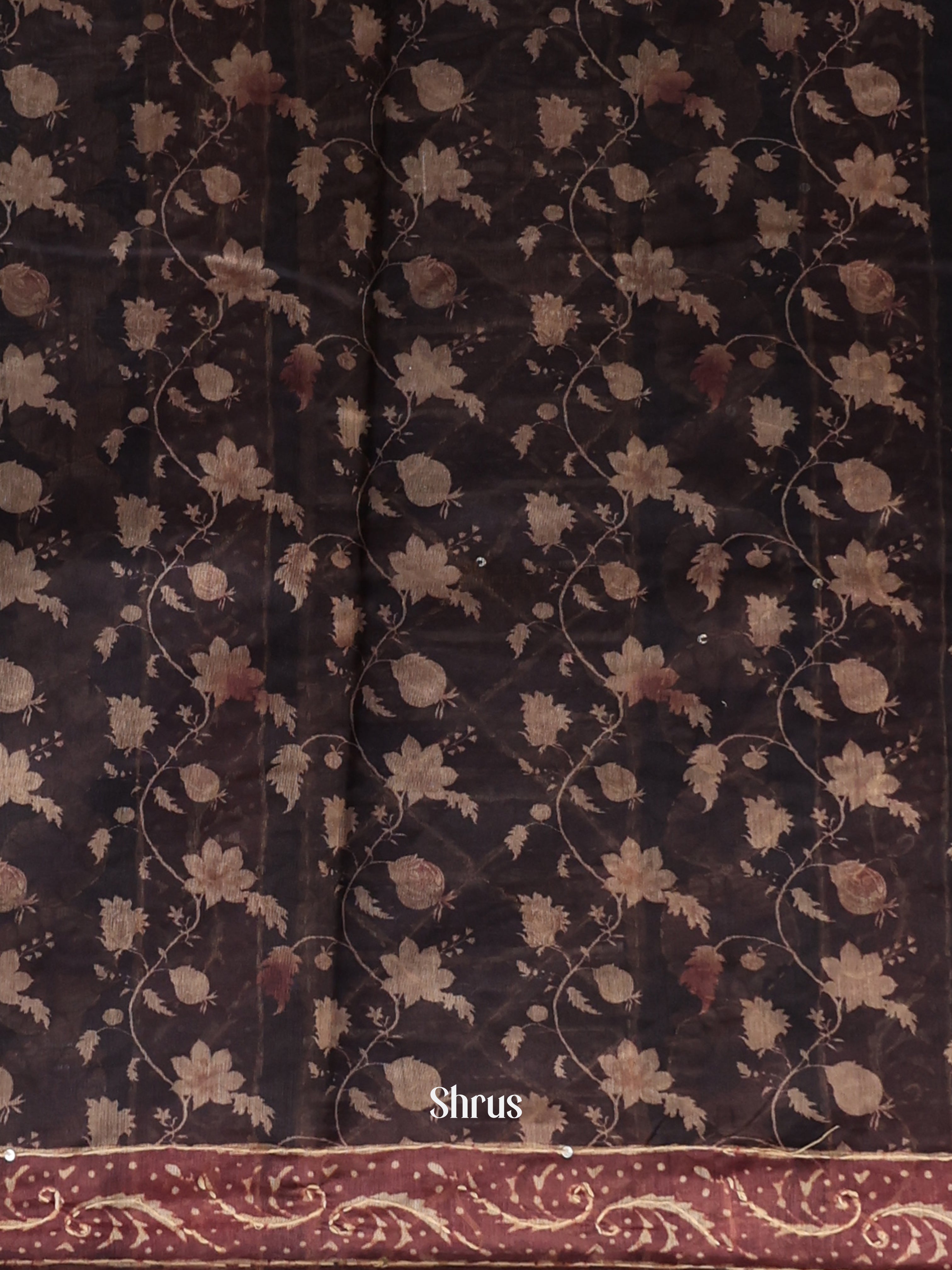 Grey & Black- Semi Kantha Saree - Shop on Shrus.com