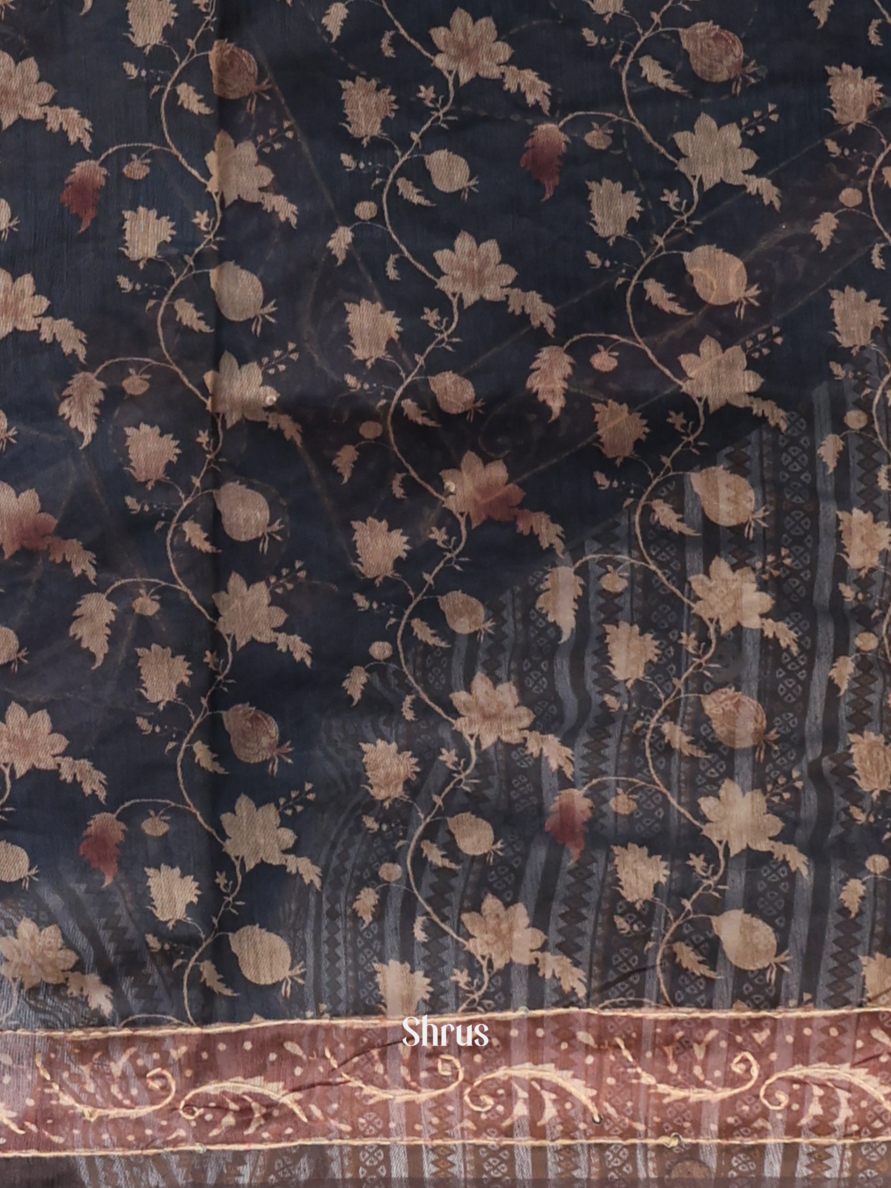 Grey & Blue - Semi Kantha Saree - Shop on Shrus.com