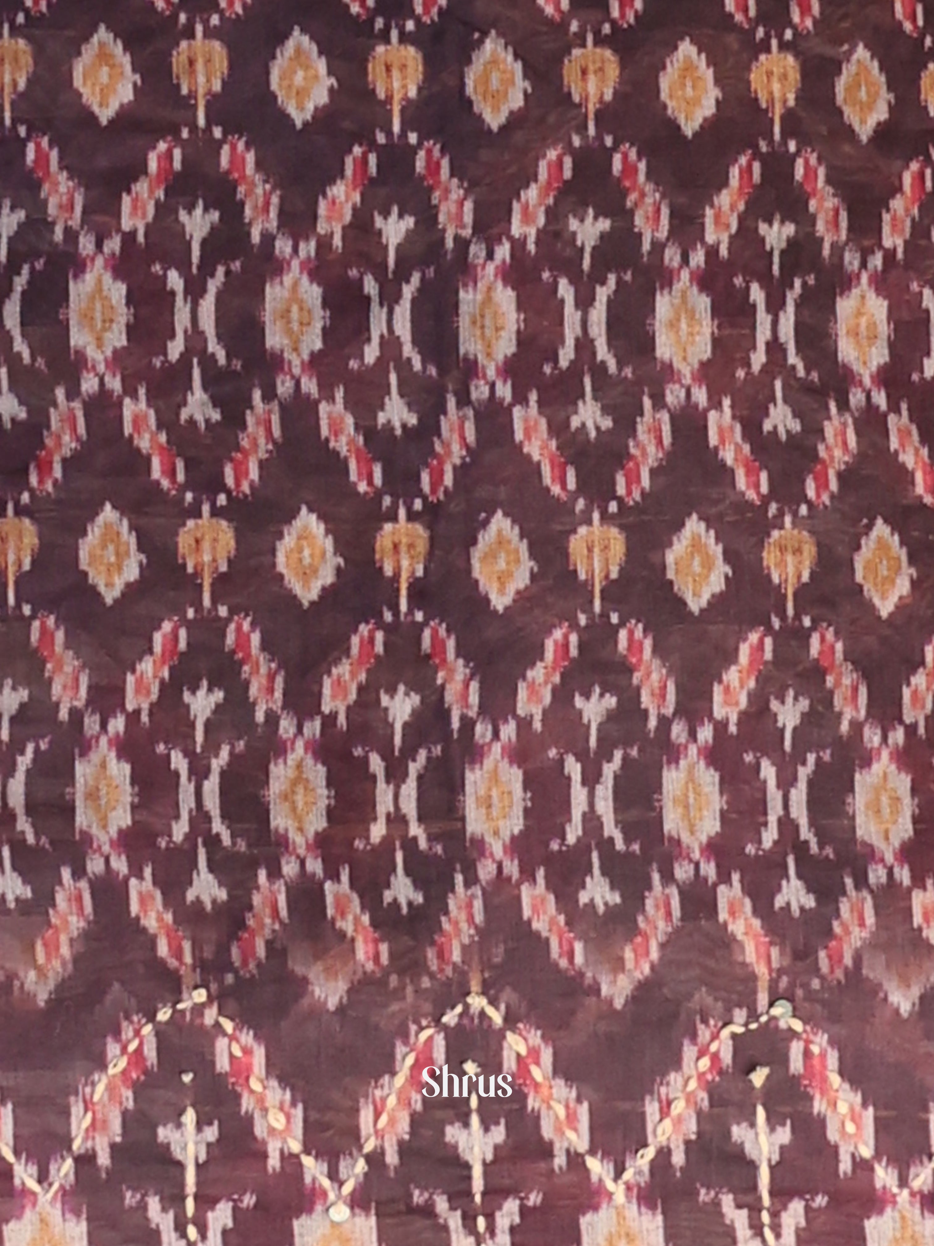 Blue & Brown- Semi Kantha Saree - Shop on Shrus.com