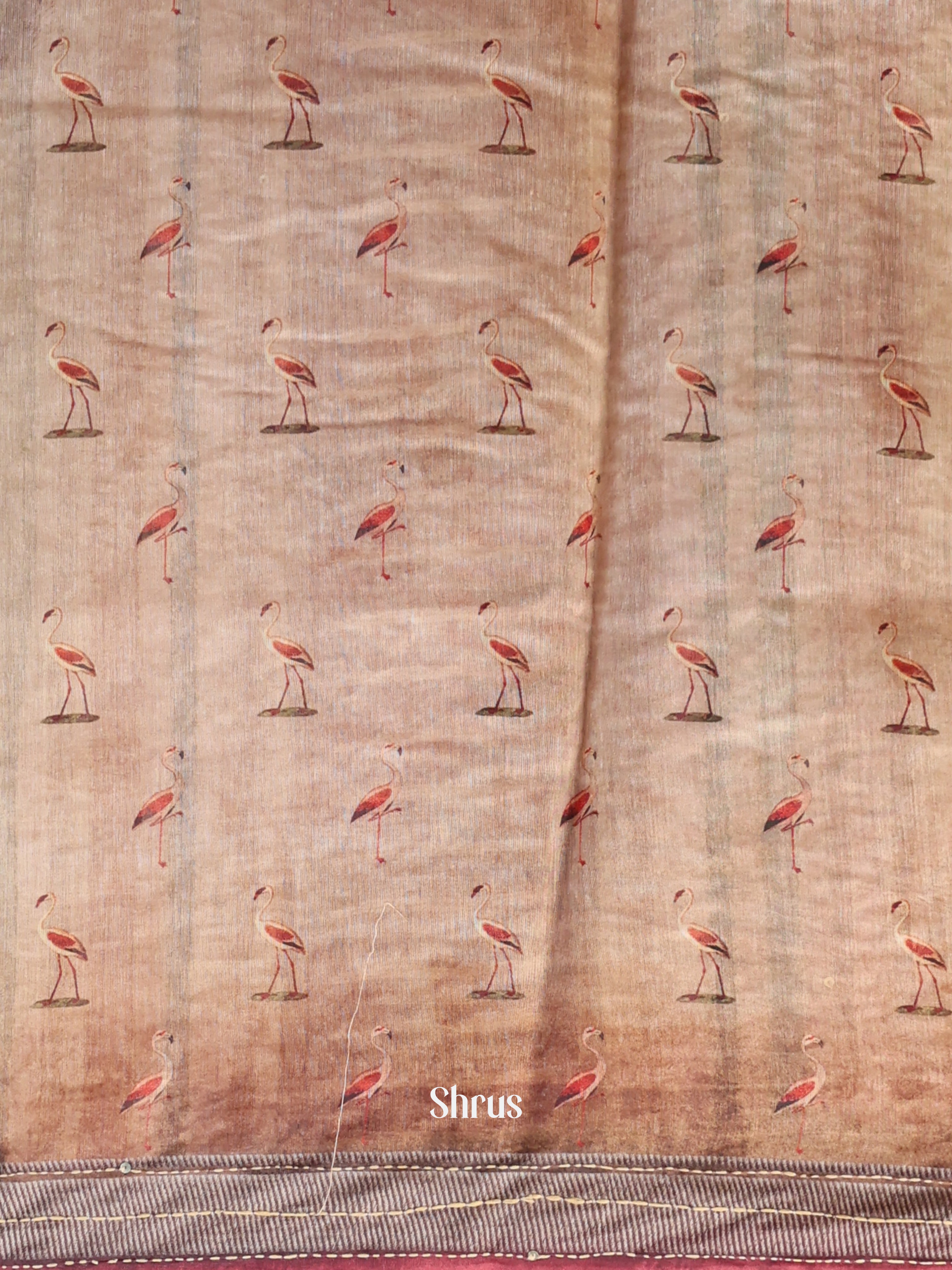 Brown & Maroon - Semi Kantha Saree - Shop on Shrus.com