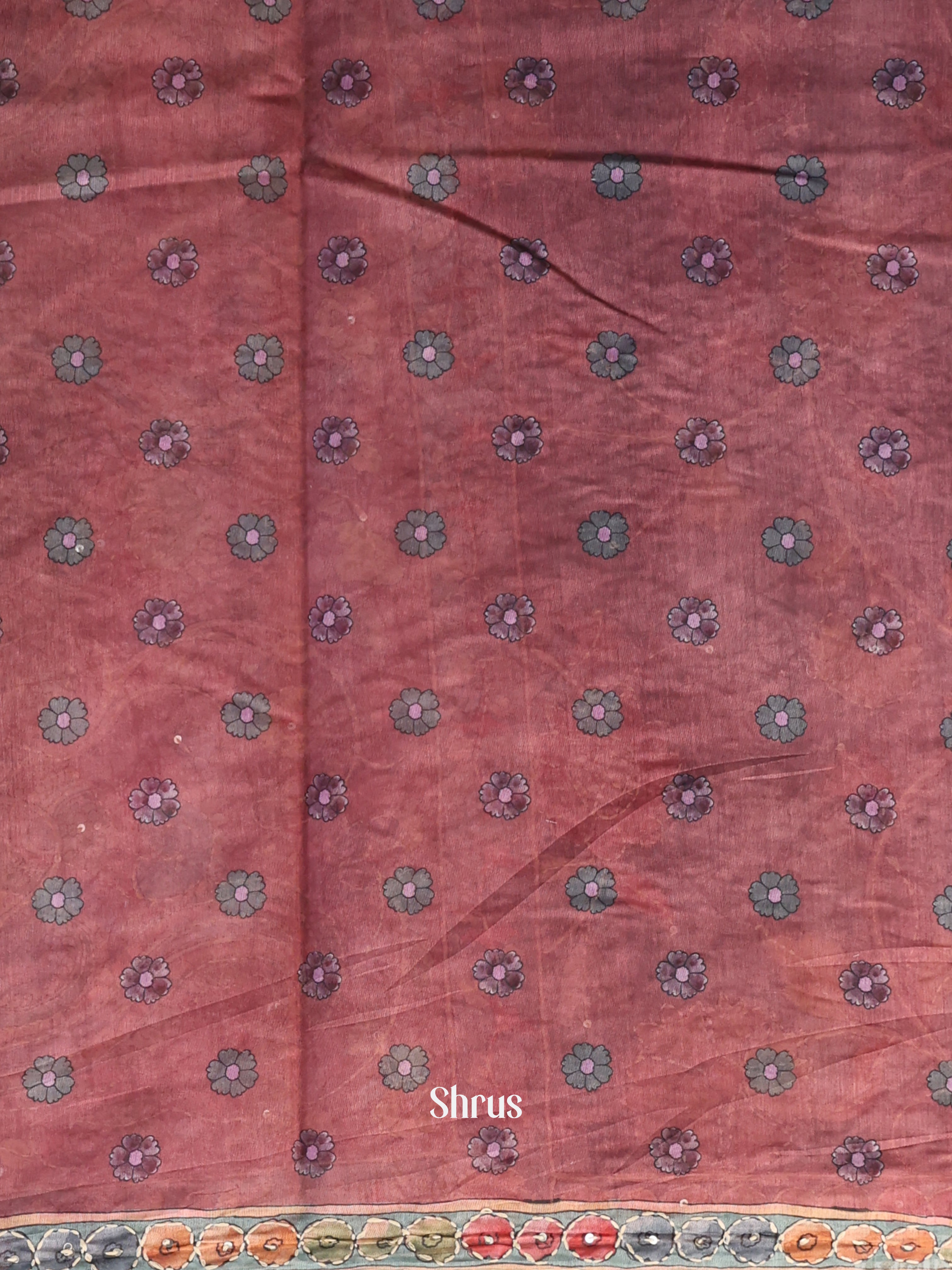 Green & Brown- Semi Kantha Saree - Shop on Shrus.com