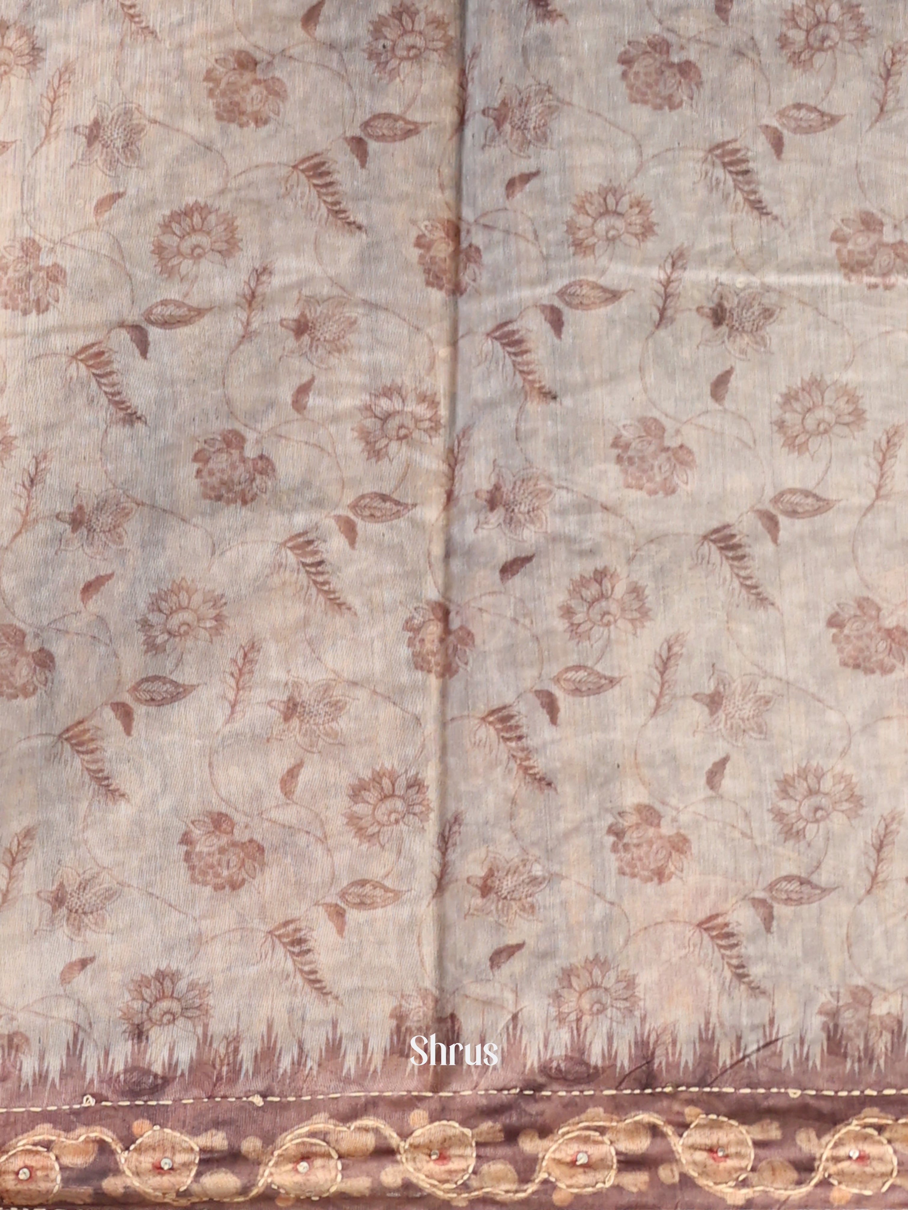 Grey & Brown - Semi Kantha Saree - Shop on Shrus.com